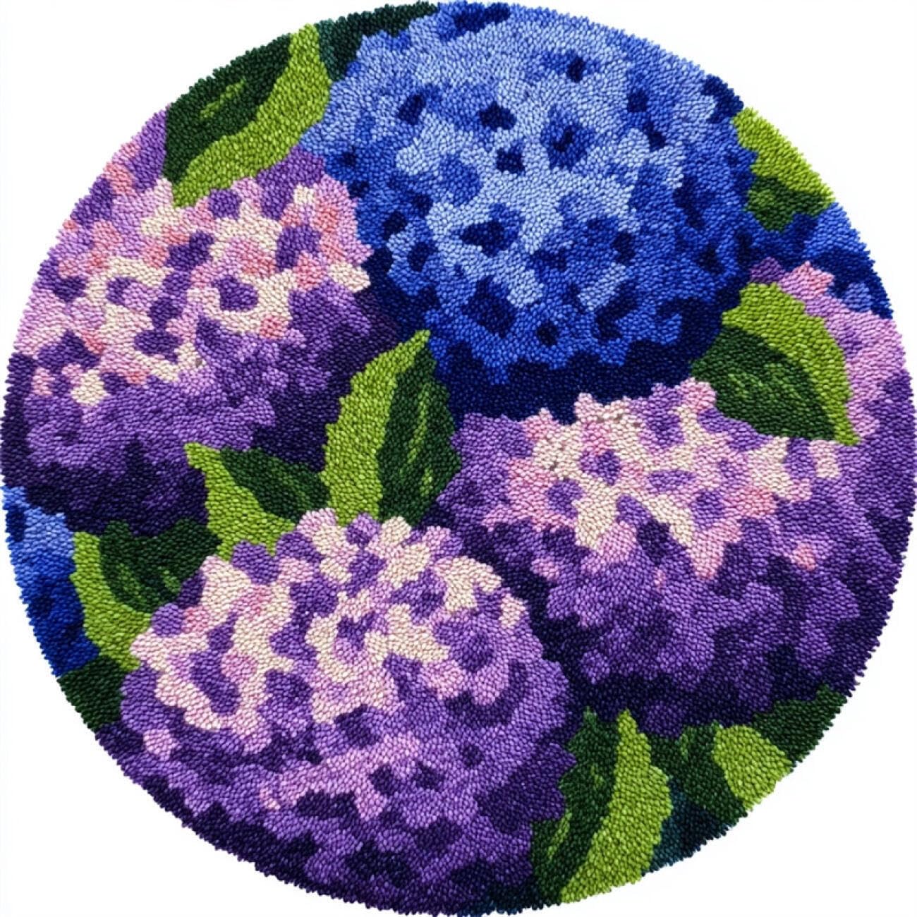 Kitquiver Rug Making Kit for Adults Purple Hydrangea 50x50cm