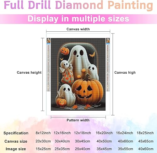 Miniatura 3 de Champi Kits de pintura de diamantes de Halloween para adultos, lindos kits de arte de diamantes de calabaza fantasma para adultos, kits de arte de