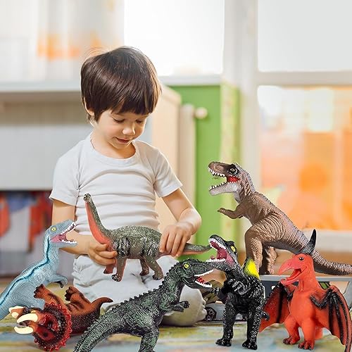 Miniatura 6 de Juguetes de dinosaurio gigante de 7 piezas para niños, juguetes de dinosaurios grandes para niños, juguetes realistas de dinosaurios gigantes para