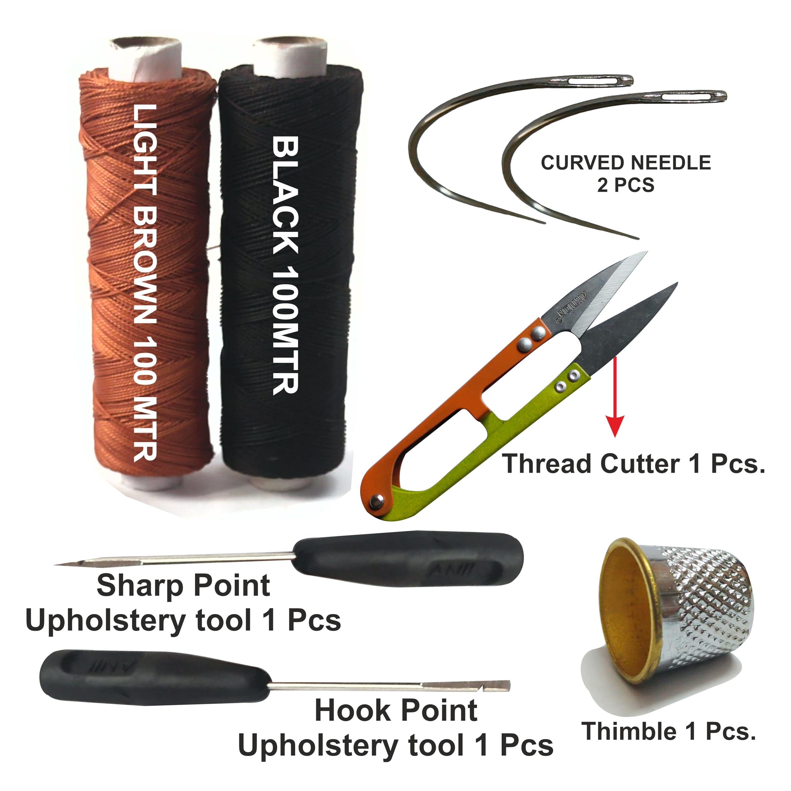 Upholstery Leather Thread Kit - 2 Spools, Tools Included -2