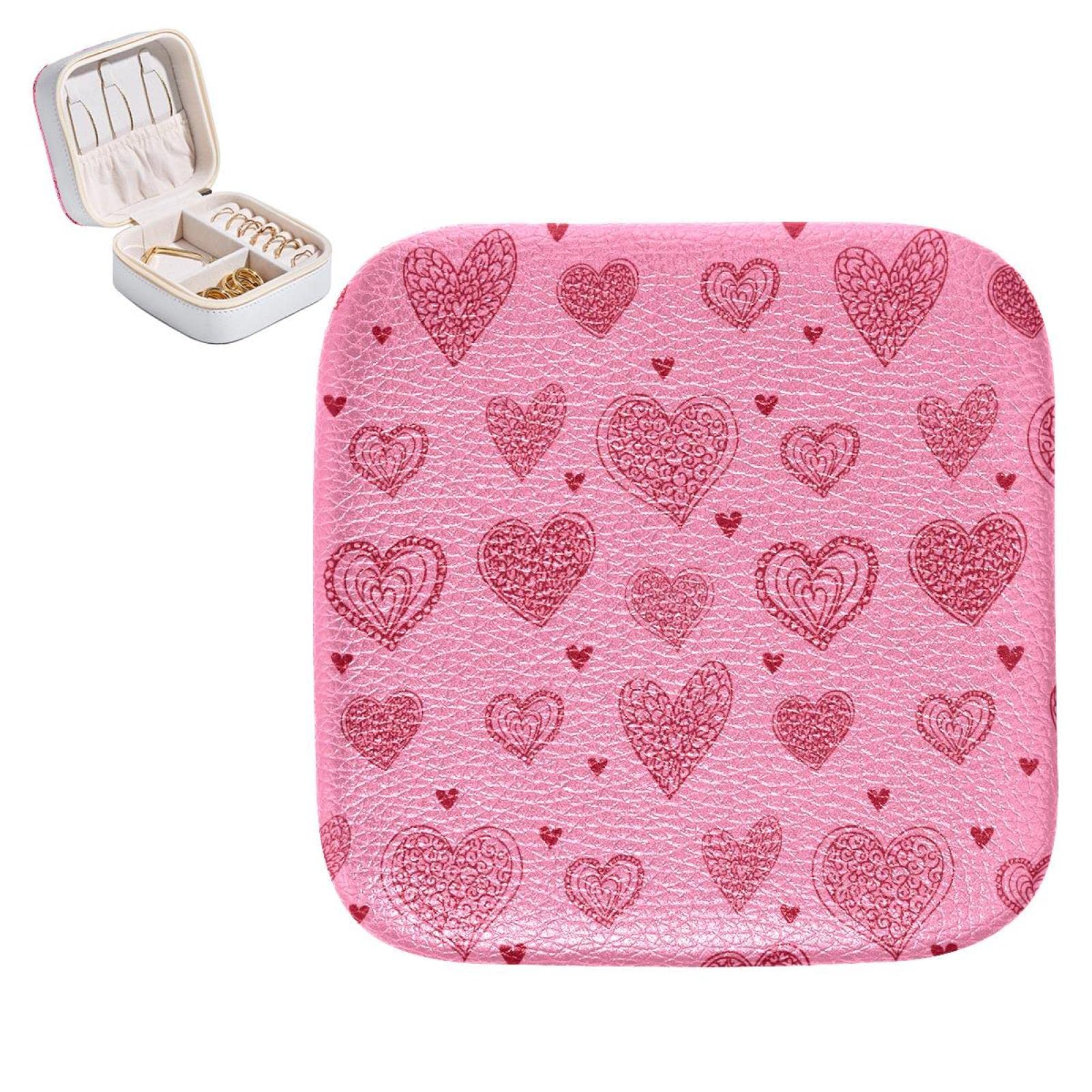 Boîte à bijoux motif cœur rose pour une coiffeuse romantique et ordonnée