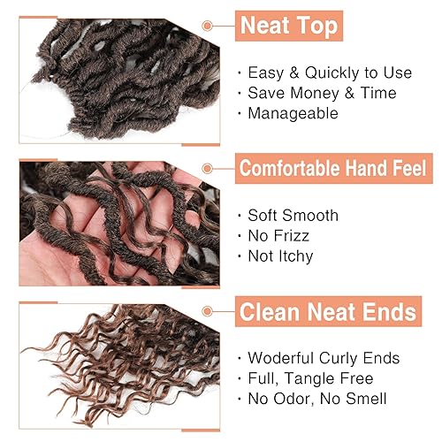 Miniatura 4 de Goddess Locs - Cabello de ganchillo de 22 pulgadas, 6 paquetes de cabello de ganchillo preenrollado para mujeres negras, cabello de ganchillo con