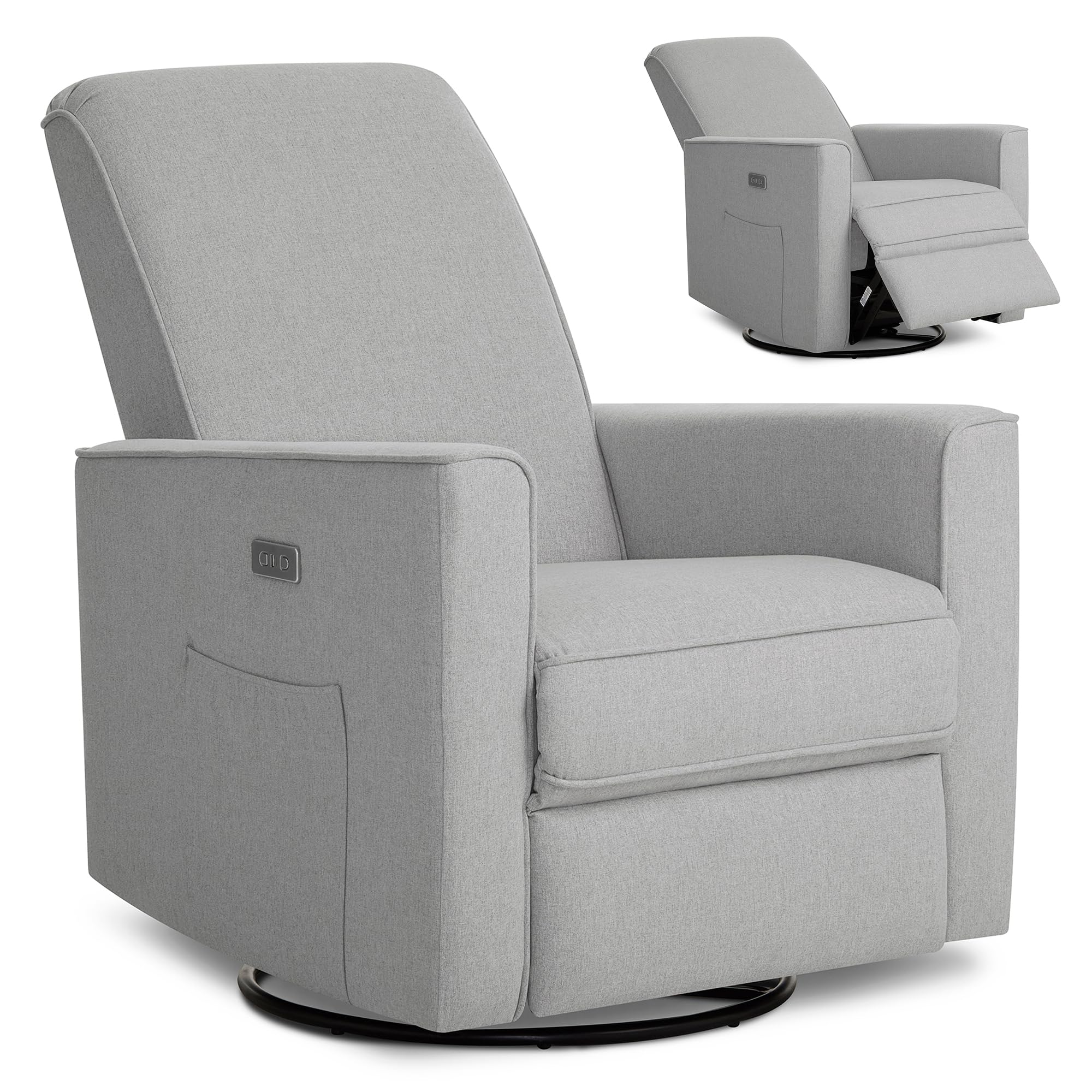 évolur Harlow Upholstered Power Glider Recliner with USB Charging