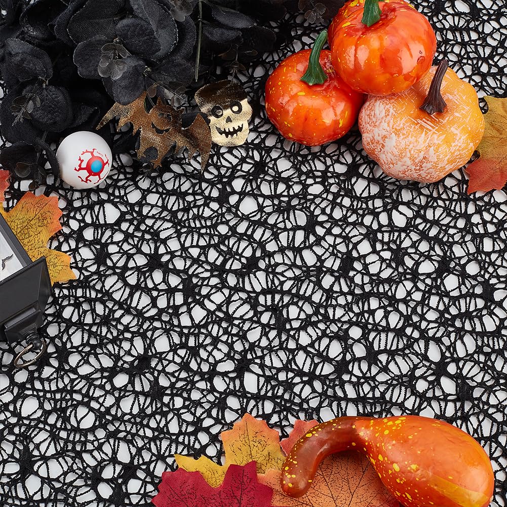 FINGERINSPIRE Tessuto A Ragnatela Nera, 0,9 X 1,6 M, Per Halloween, In Poliestere, Decorativo, Accessori Per Indumenti, Tovaglie, Halloween, Feste Di Compleanno, Decorazioni Per Vestiti