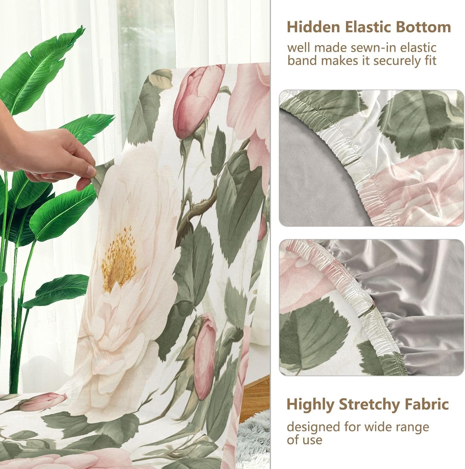 ALAZA Chair Covers for Dining Room, Vintage Spring Rose Stretch Chair Cover Sets Chair Protector Removable Washable for Ktichen Restaurant Hotel