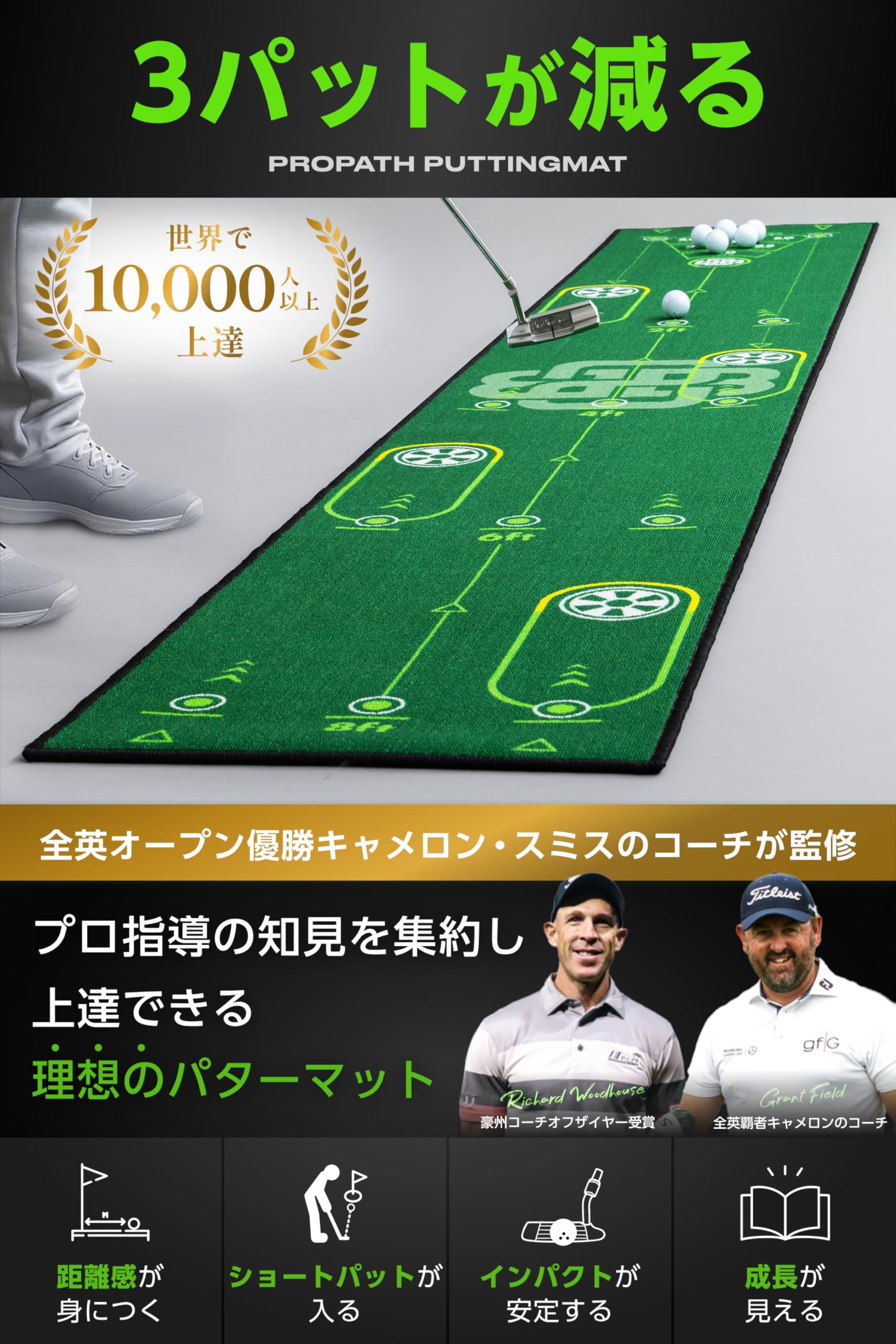 BACK2BASICSGOLF パターマット パター練習マット パター練習器具 Amazon | BACK2BASICSGOLF パターマット パター練習マット
