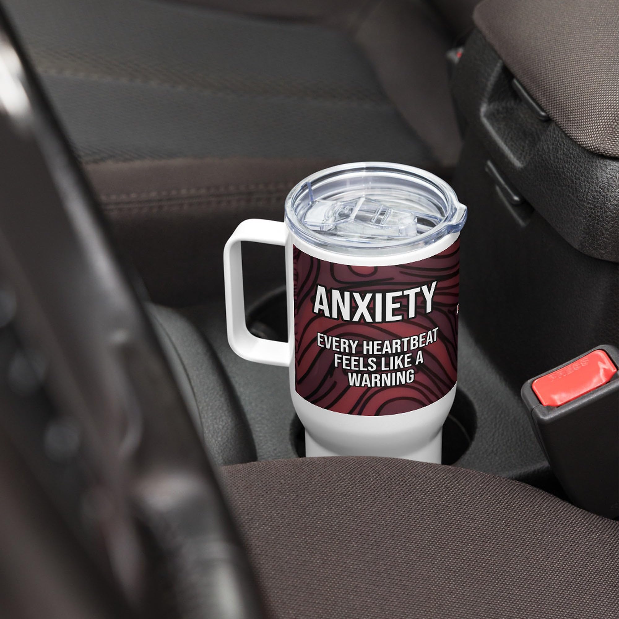 Taza de Viaje Ansiedad con Asa, Regalo para Personas con Trastorno de Ansiedad