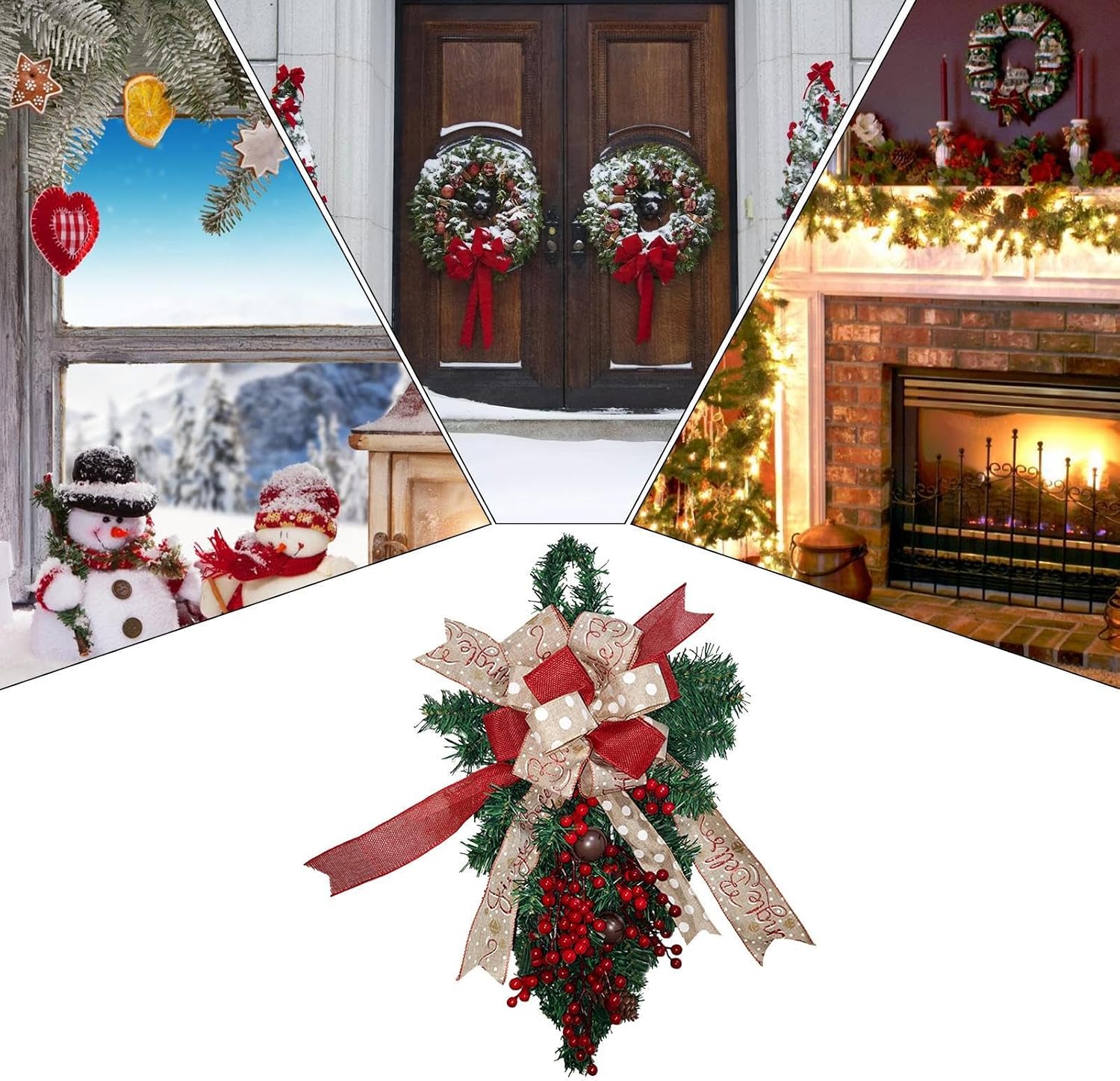 Artificial Christmas Wreath Bow Decoration Ornaments