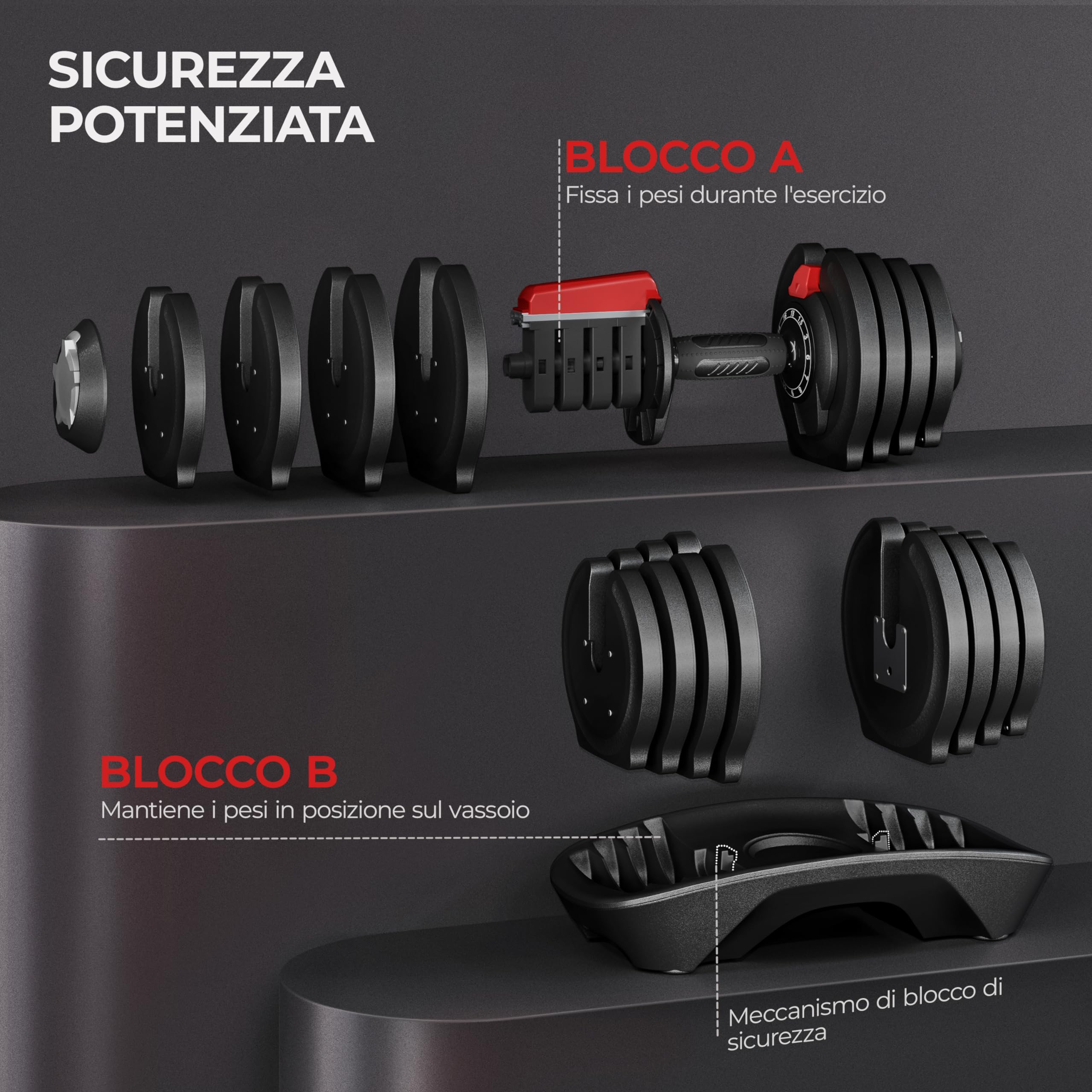 Set Manubri Regolabili Neoprene - 2x2 Kg/5 Kg, Antiscivolo, Con Poster Esercizi - Foto 9