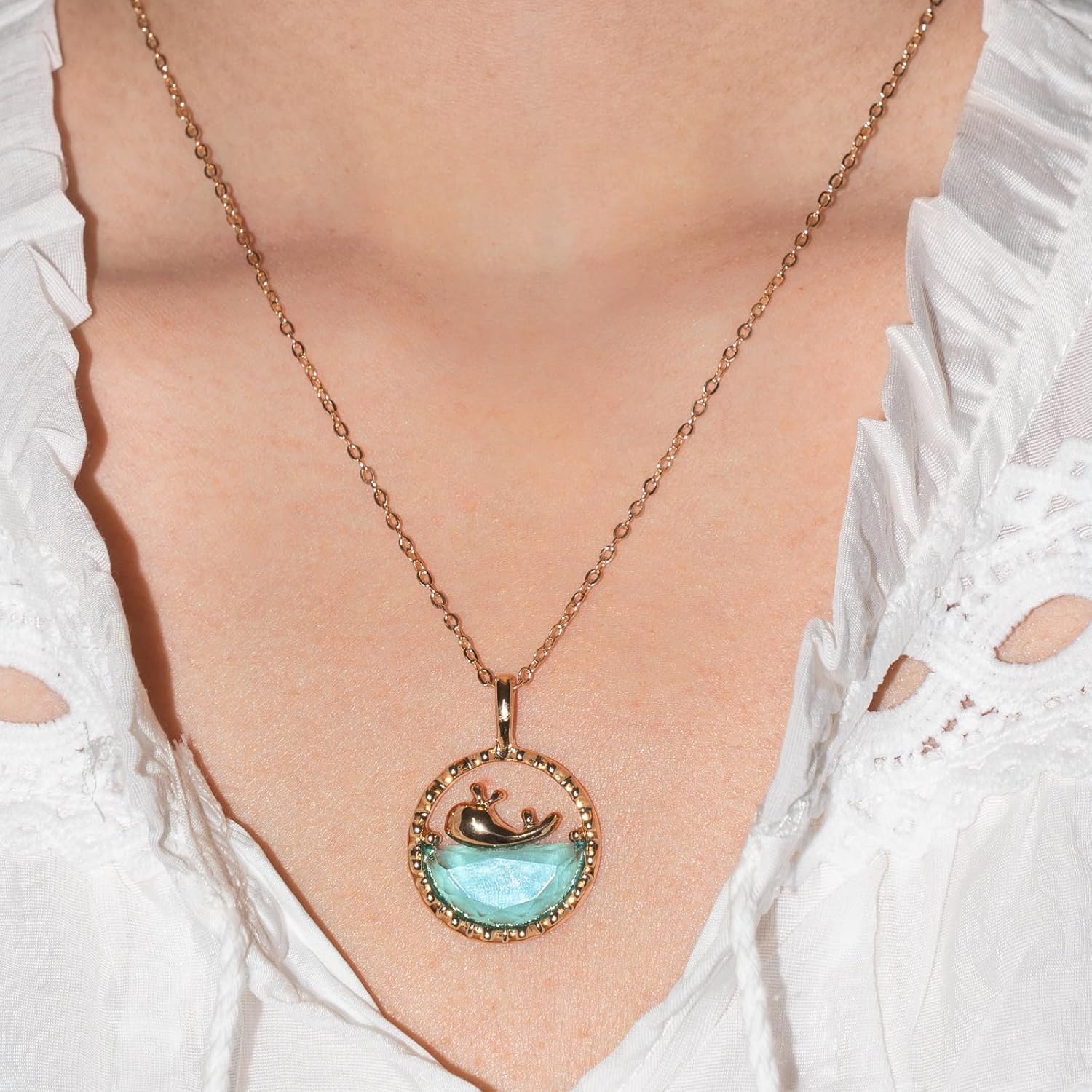 Ocean Whale Charm Gold Necklace -18K Gold -Beach Cross Pendant Animal Necklace Summer Jewelry for Women - Image 2