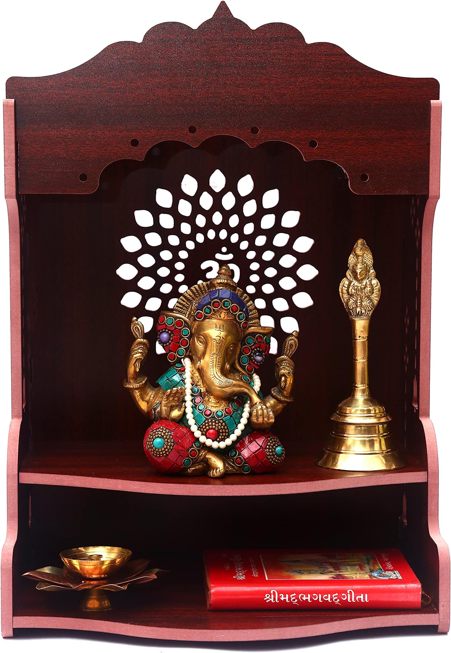 Bhavya Art Beautiful MDF Wooden Temple / Home Decor Beautiful Wooden Temple (Rosewood omleaf)