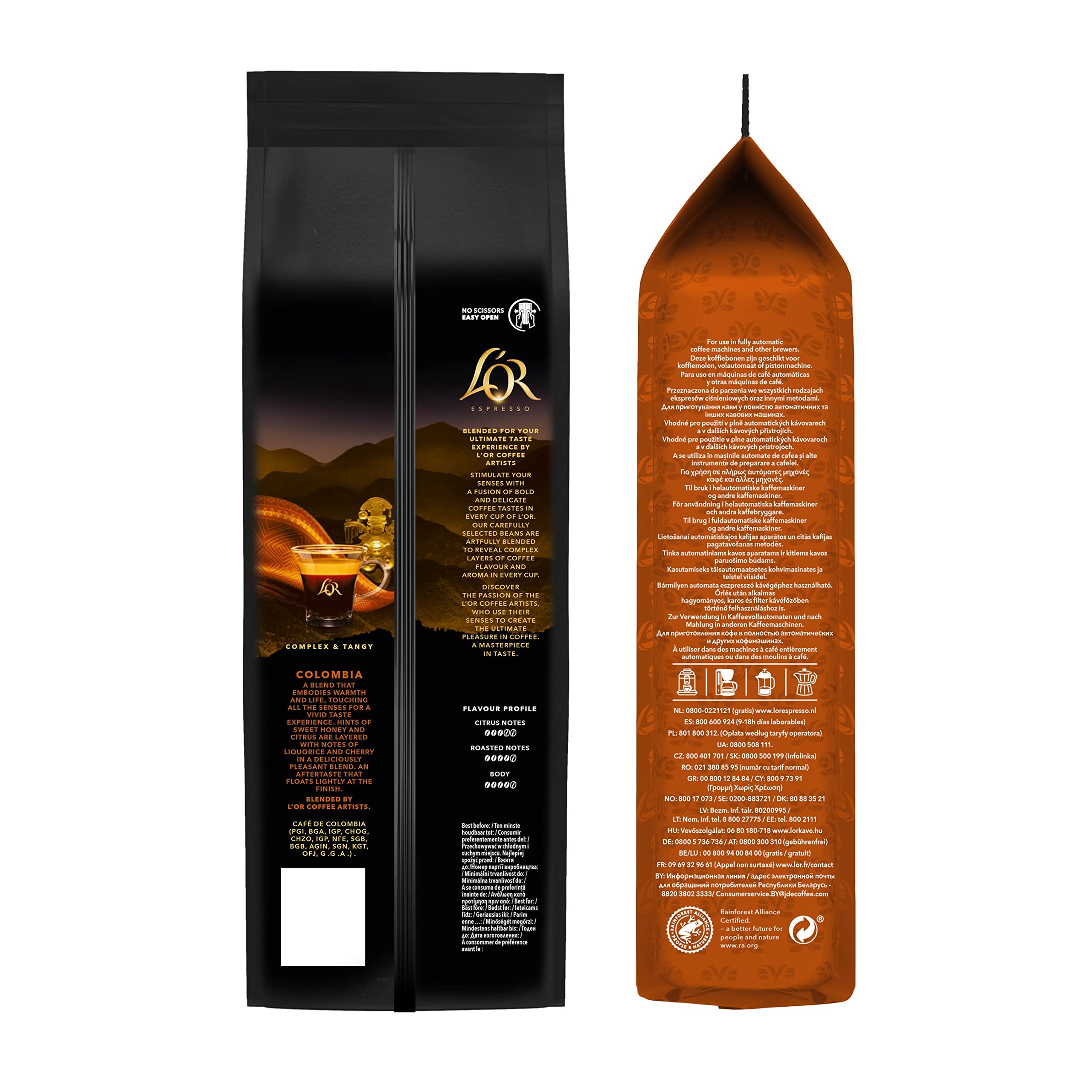 L'OR Café Grano Colombia 100% Arábica Intensidad 8 500g