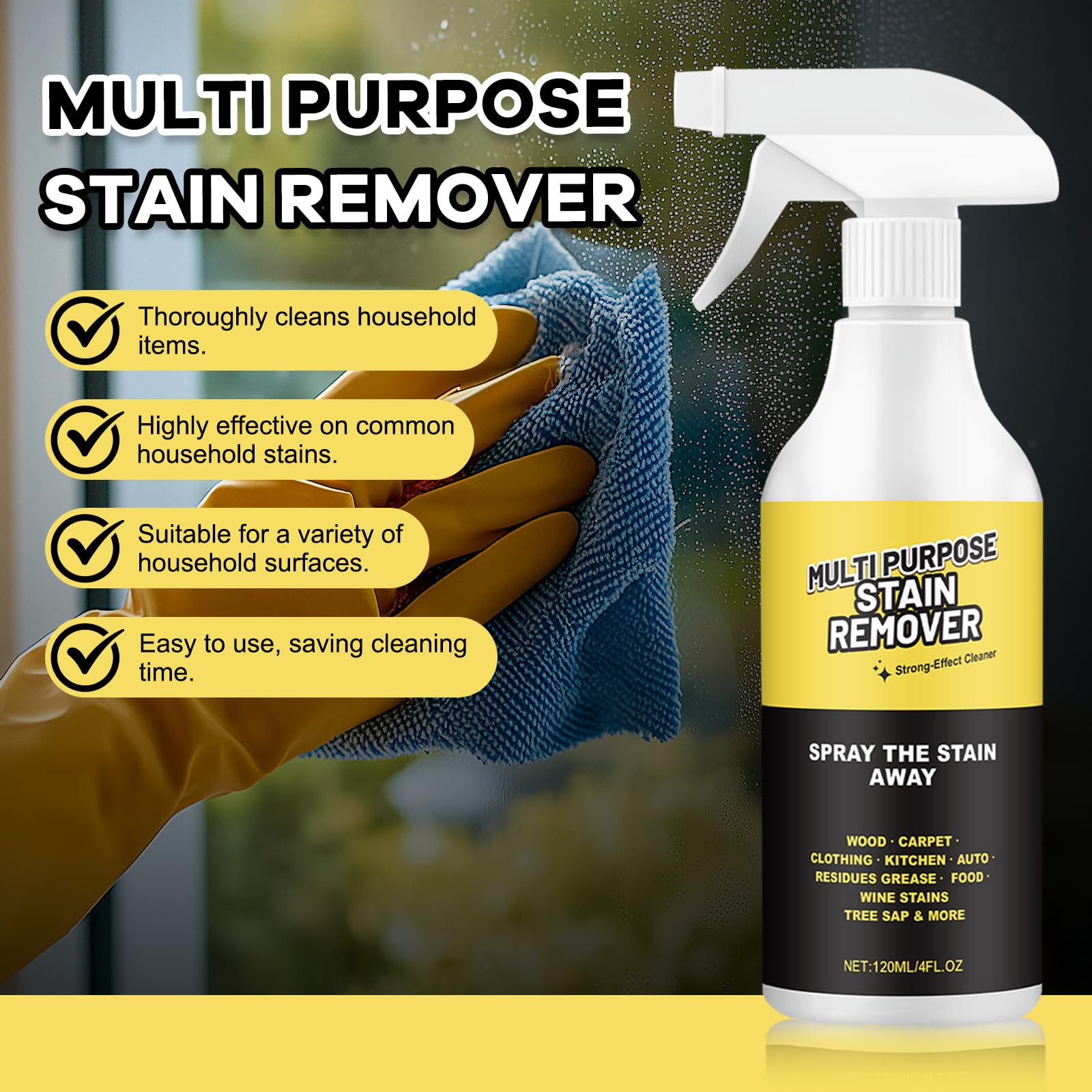 Mehrzweck-Fleckenentferner Spray, Heavy Duty Oberflächenreiniger für Bad Fliesen Toilette, Holzteppich Kleidung Küche Auto InteriorEntfernen Sie harte Wasserflecken, Seifenschaum Rostflecken (5p)