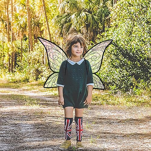 Vista 5 de Threetols Alas de hada de elfo para mujeres, niños y niñas, alas de mariposa, alas de ángel de princesa, alas brillantes, disfraz elegante para niños