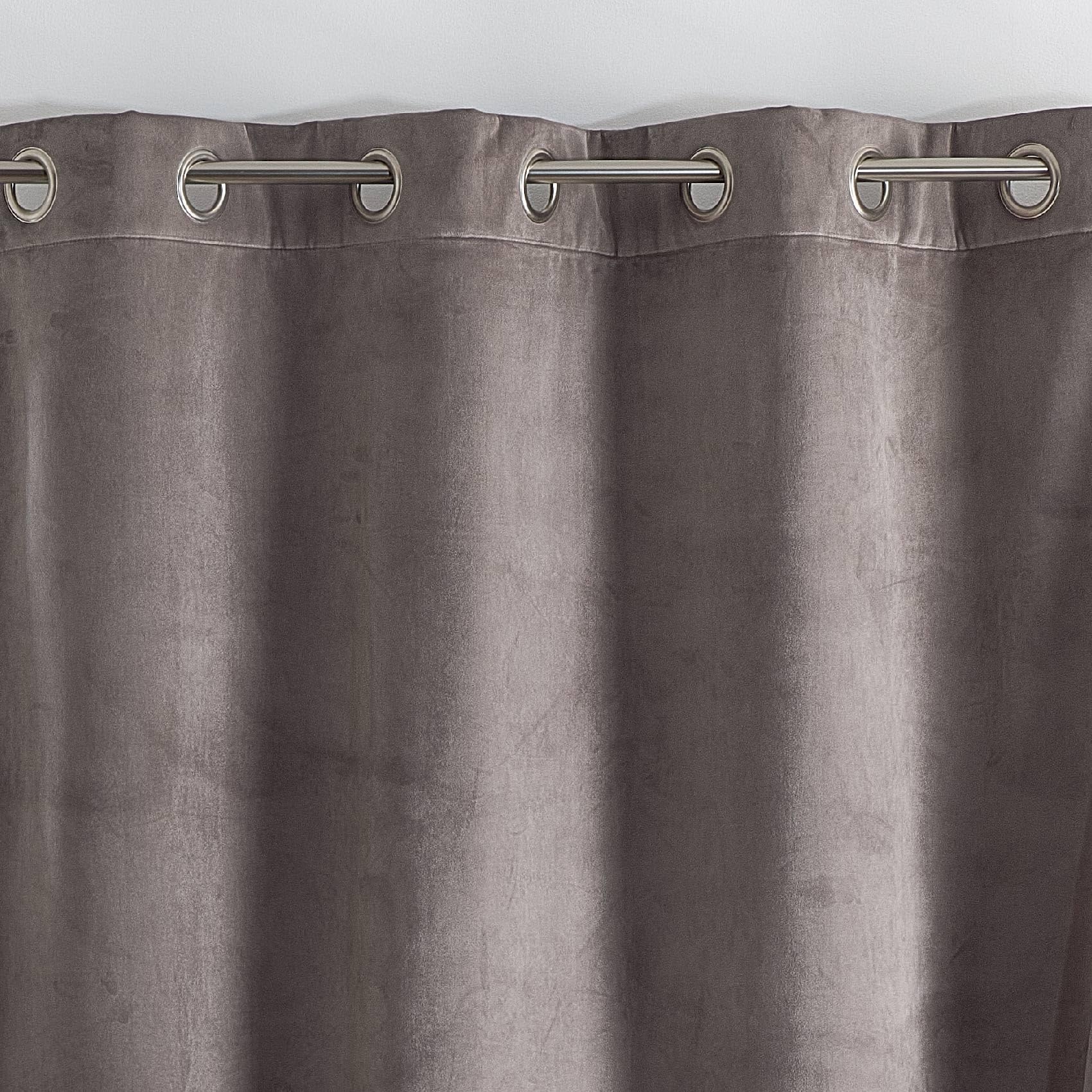Rideau Isolant Et Occultant en Velours Doublé Polaire - Velours 100% Polyester - Thermique Phonique - pour Chambre Salon - Ruban Thermocollant Inclus - 135 x 280 cm - Taupe