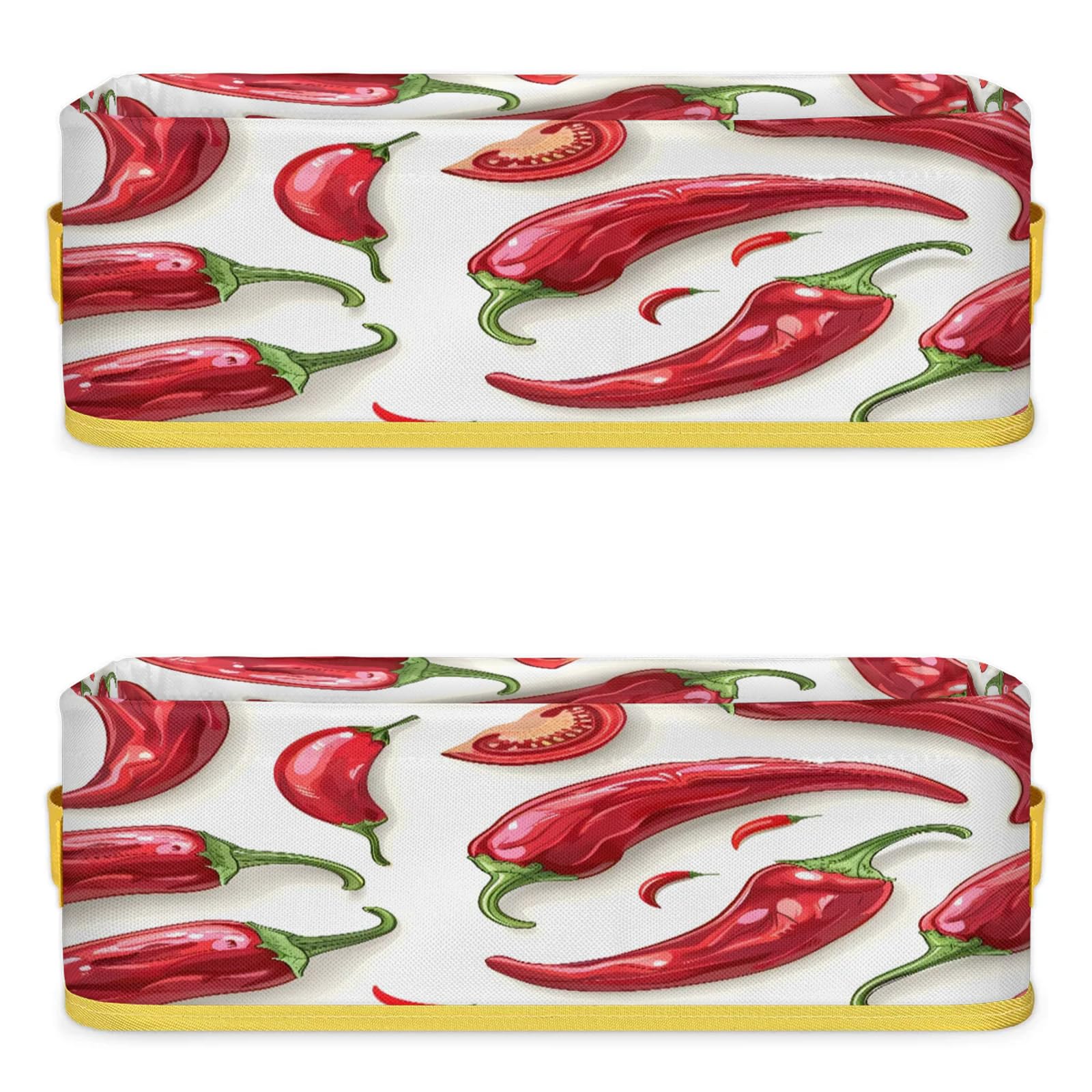 Red Chili Hot Pepper Bathroom Storage Basket Waterproof Foldable Storage Bins with Handles Decorative Toilet Paper Storage Basket for Organizing for House Bathroom Toiletries Set of 2