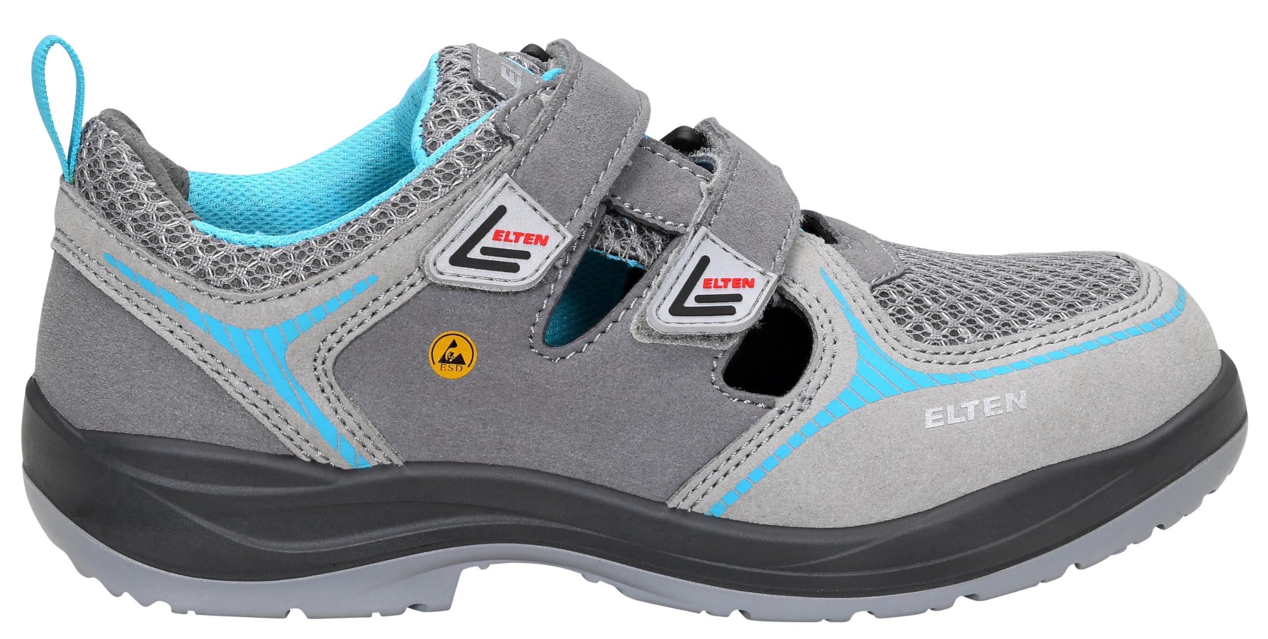 ELTEN Kobiety Elten Sicherheitsschuhe Mila Aqua Easy Esd S1, Damen, Sportlich, Leicht, Grau/Aqua, Stahlkappe, Klettverschlussbuty ochronne
