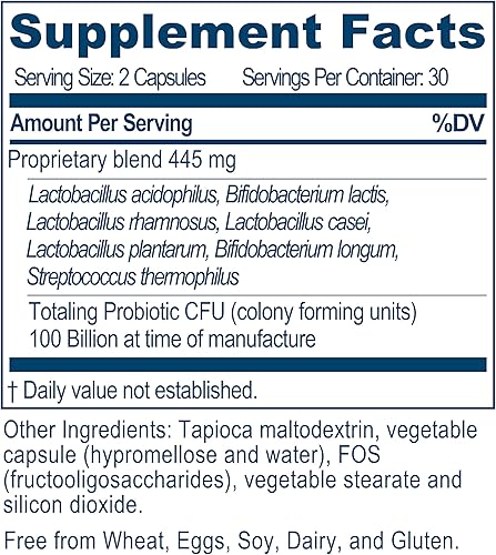 Miniatura 5 de Ayush Herbs Probiotic 100B, suplemento probiótico diario de hierbas ayurvédicas, 7 cepas probióticas, 60 cápsulas vegetarianas