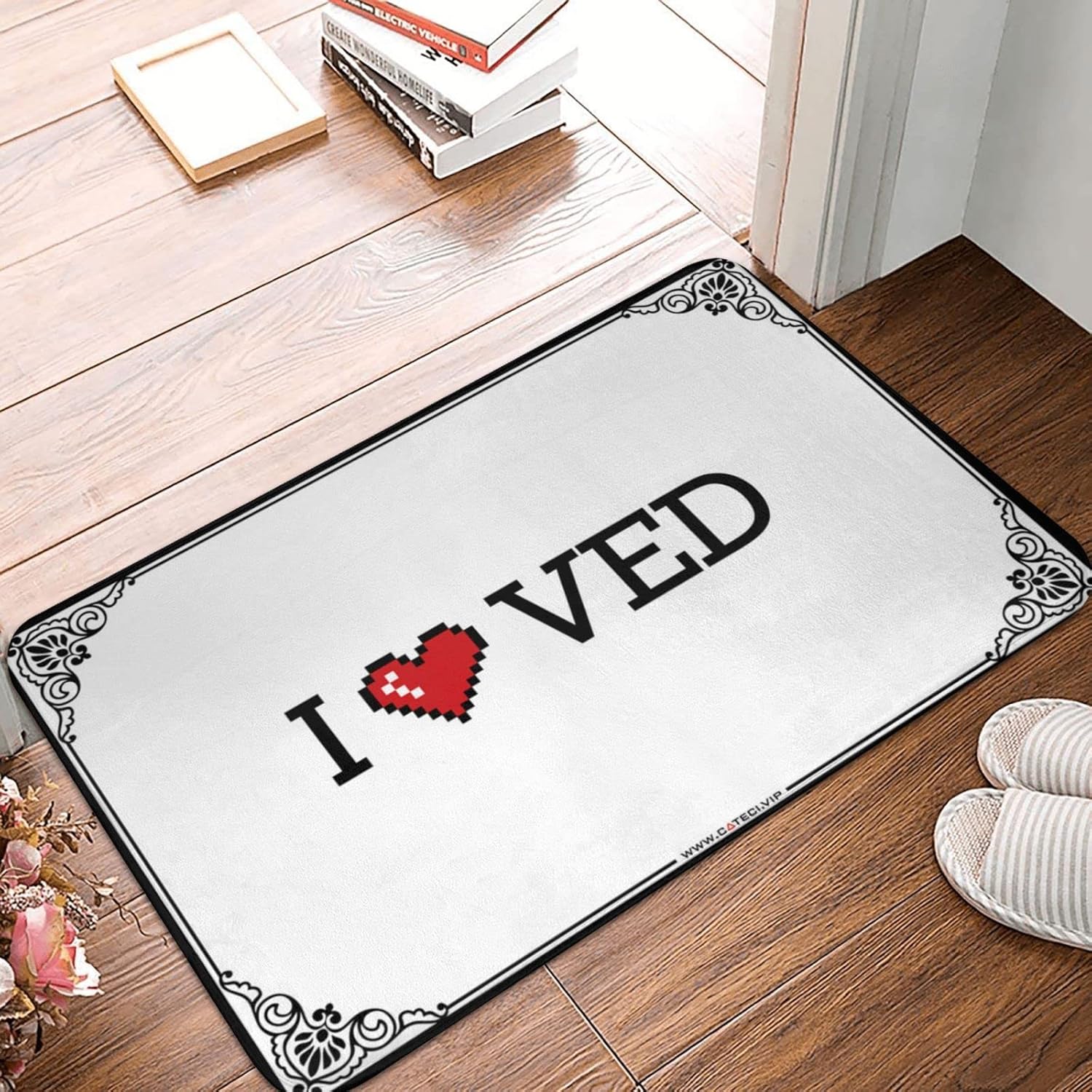 Fall Welcome Mats Outdoor I Love Ved Doormat Hot Cocoa Bar Decor Gifts for Husbands (Color : Colour, Size : 65X90CM)