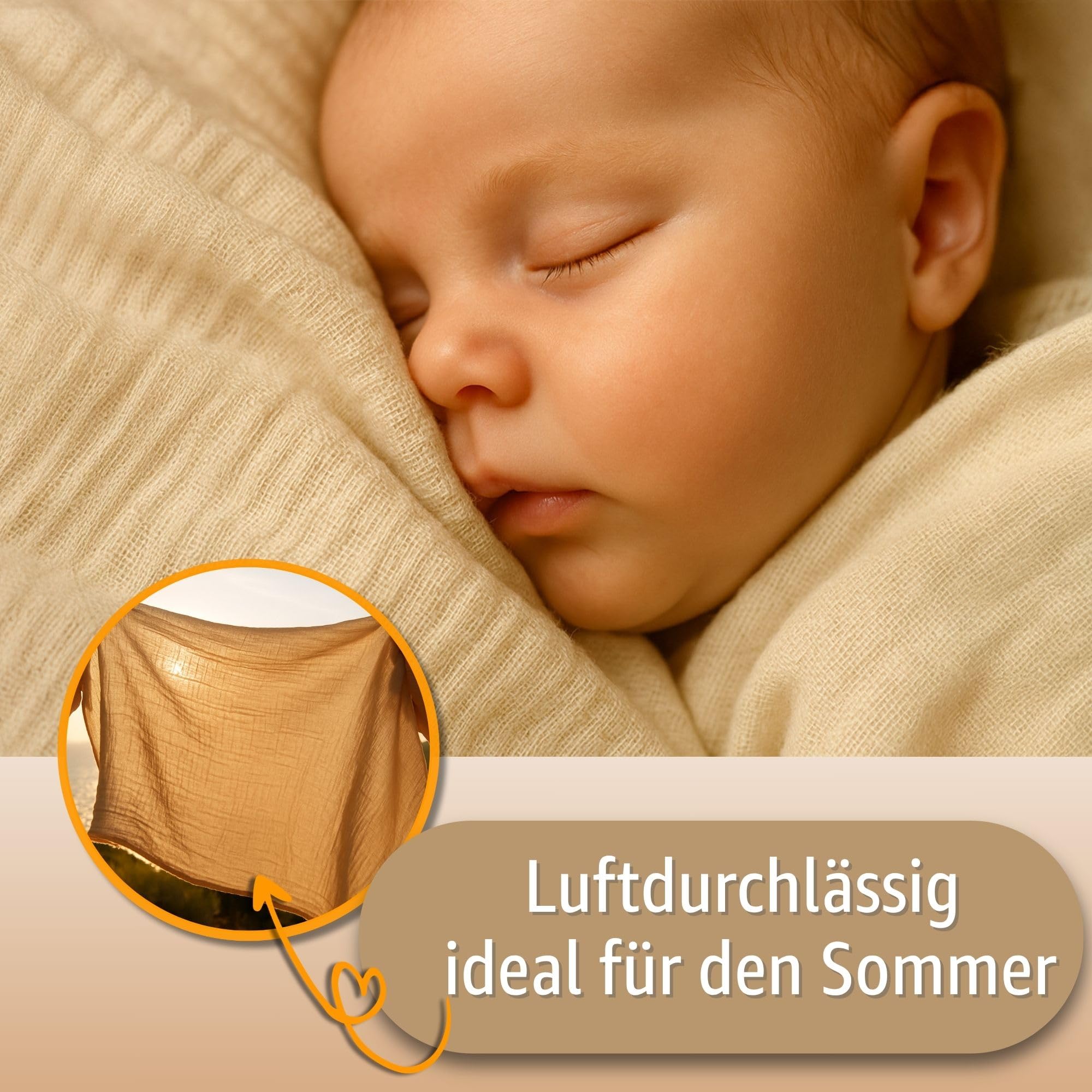 Totsy Baby mussola Copripiumino lettino neonato 100x135cm - Cotone parure di copripiumini per culla Set lenzuolo per piumino Beige chiaro con federe 60 x 40 cm certificazione Oeko-Tex