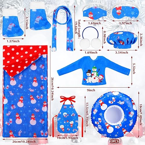 Miniatura 20 de Kacctyen 12 piezas de accesorios de Navidad incluyen muñeca de Navidad, saco de dormir, suéter, delantal, sombrero de chef, bufanda, orejeras