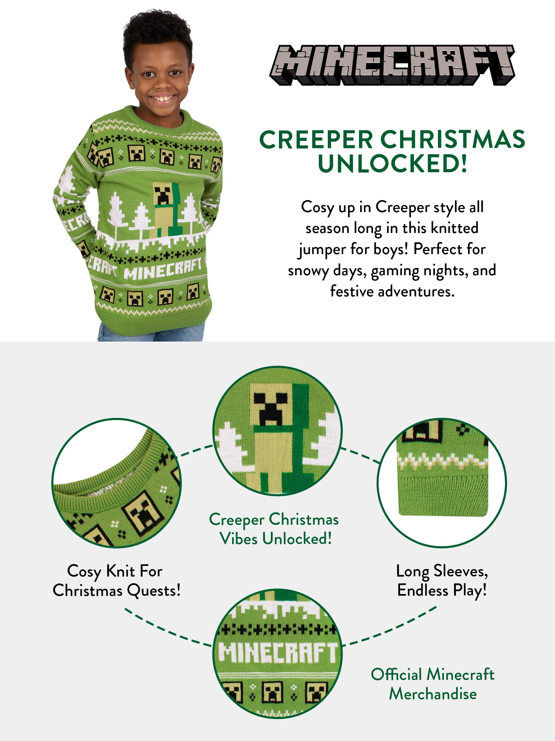 Minecraft Jersey de Navidad para niños