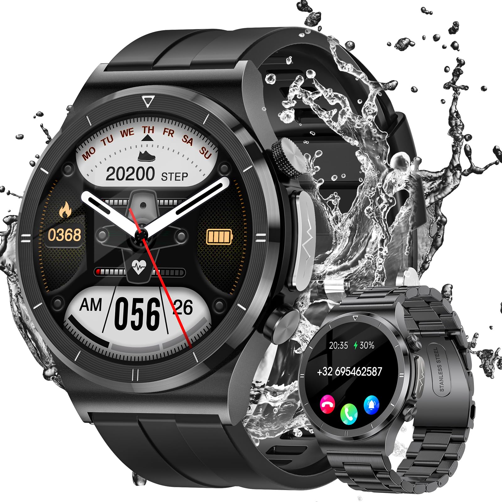 DEKELIFE Reloj Inteligente Hombre, 1.39" Pantalla Smatwatch Hombre con Llamadas, 123+ Modos Deportivos, 24/7 Pulsómetro/Sueño/SpO2/Podómetro, Smartwatch Fitness IP68 Impermeable para Android iOS Negro