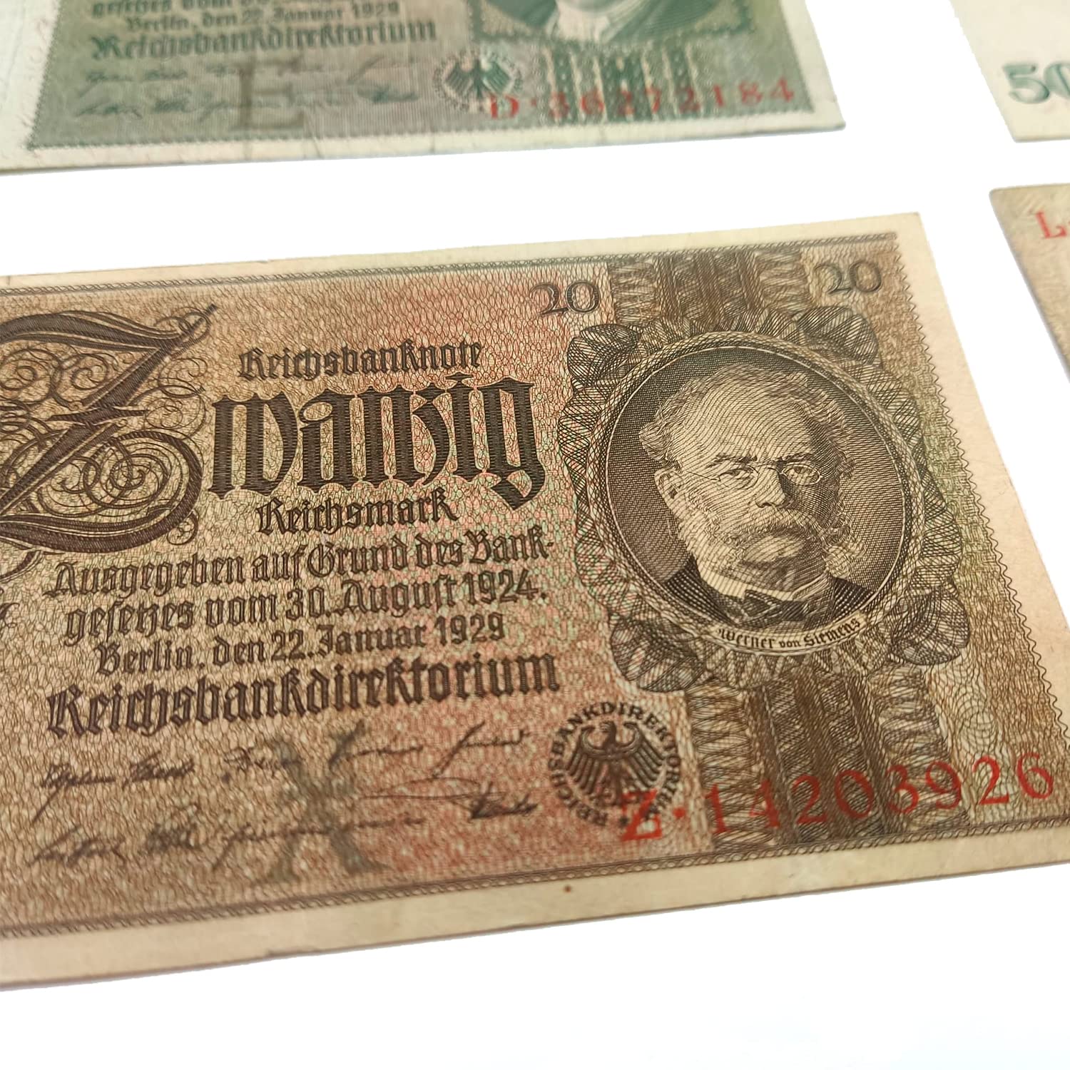 IMPACTO COLECCIONABLES | Collezione di 4 Banconote del Reichsmark Tedesco (1929-1935) | Testimoni della Seconda Guerra Mondiale e dell’economia dell’Epoca | Include Certificato di Autenticità