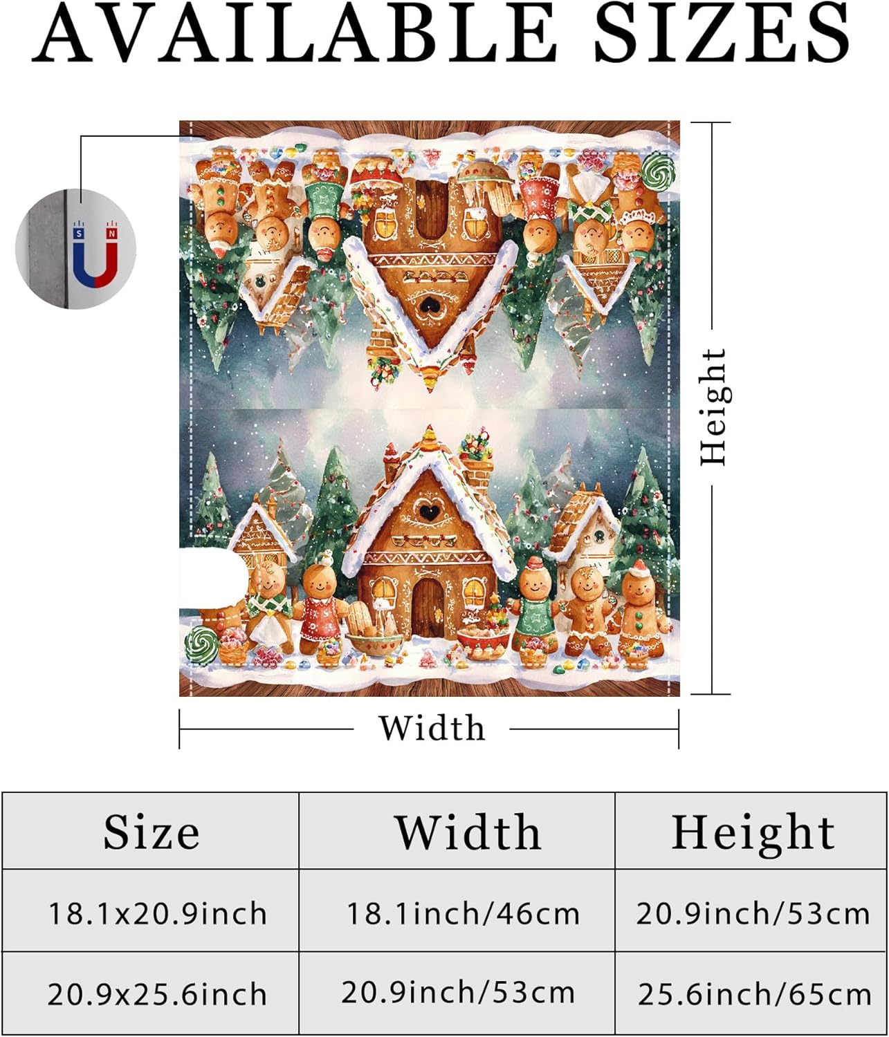 Gingerbread Magnetic Mailbox Covers, Christmas Festive Candy Trees Christmas Red Mailbox Decorations for Front Door Decor 21x25.5 Inch