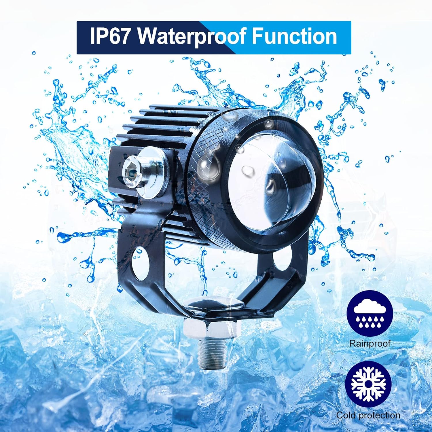 Biqing 1 Pair Motorcycle LED Fog Lights,30W Motorcycle Driving Light Amber/White Projector Lights 1.3" Auxiliary Light Spotlight for Car Truck Boat Bike(4 Modes)