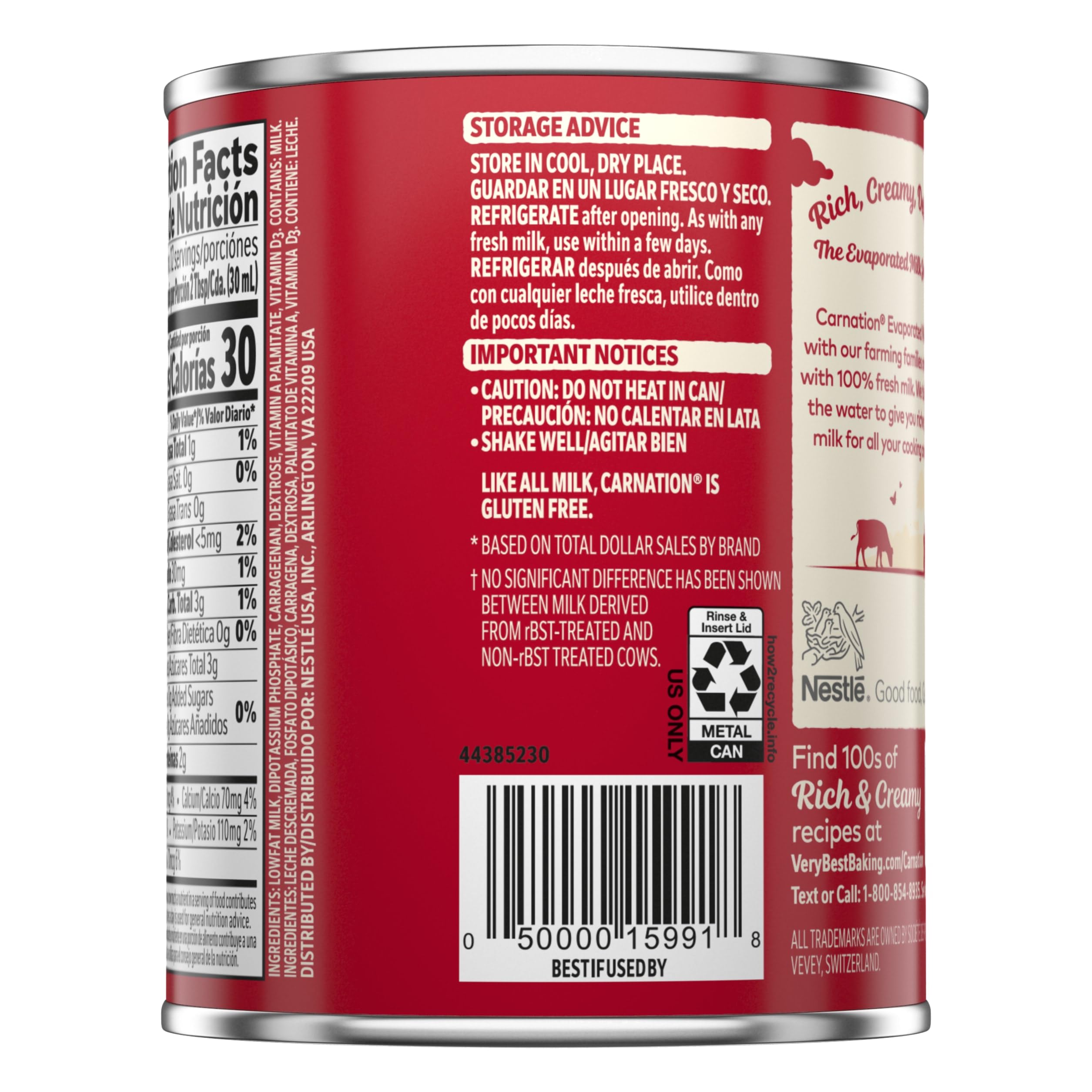 Nestle Carnation Lowfat 2 Evaporated Milk Vitamins A and D Added — view 10