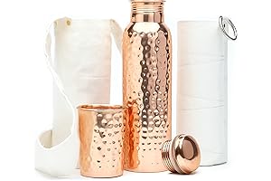 Copper Water Bottle (34oz) 100% Pure Copper For Water Drinking | Ayurveda...