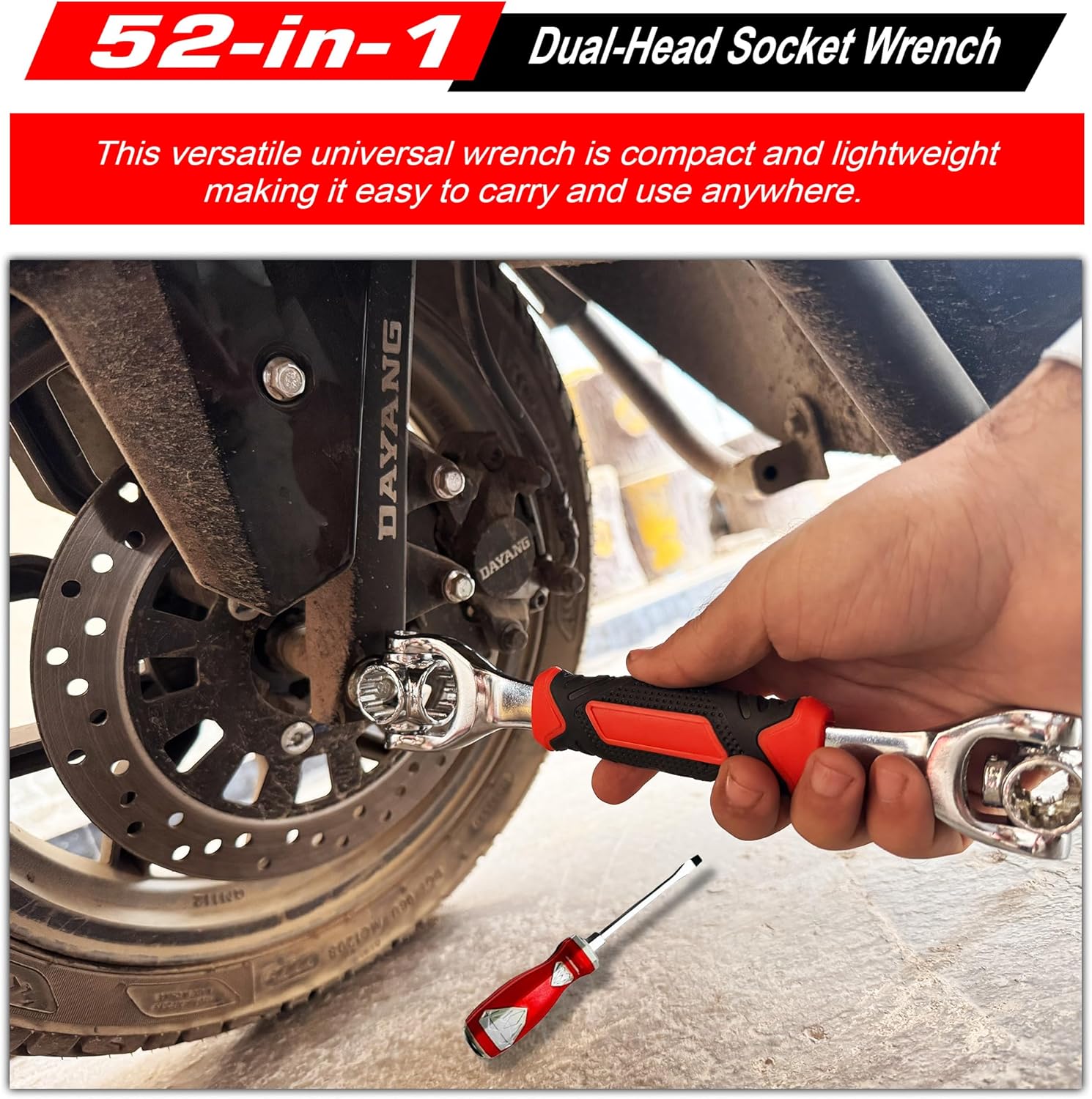52 in 1 Socket Wrench & Screwdriver Set, Stainless Steel Multi-Functional Rotating Spanner with 360° Flexibility Dog Bone wrench for Bolts, Nuts, and Ideal for Home and Automotive Repair