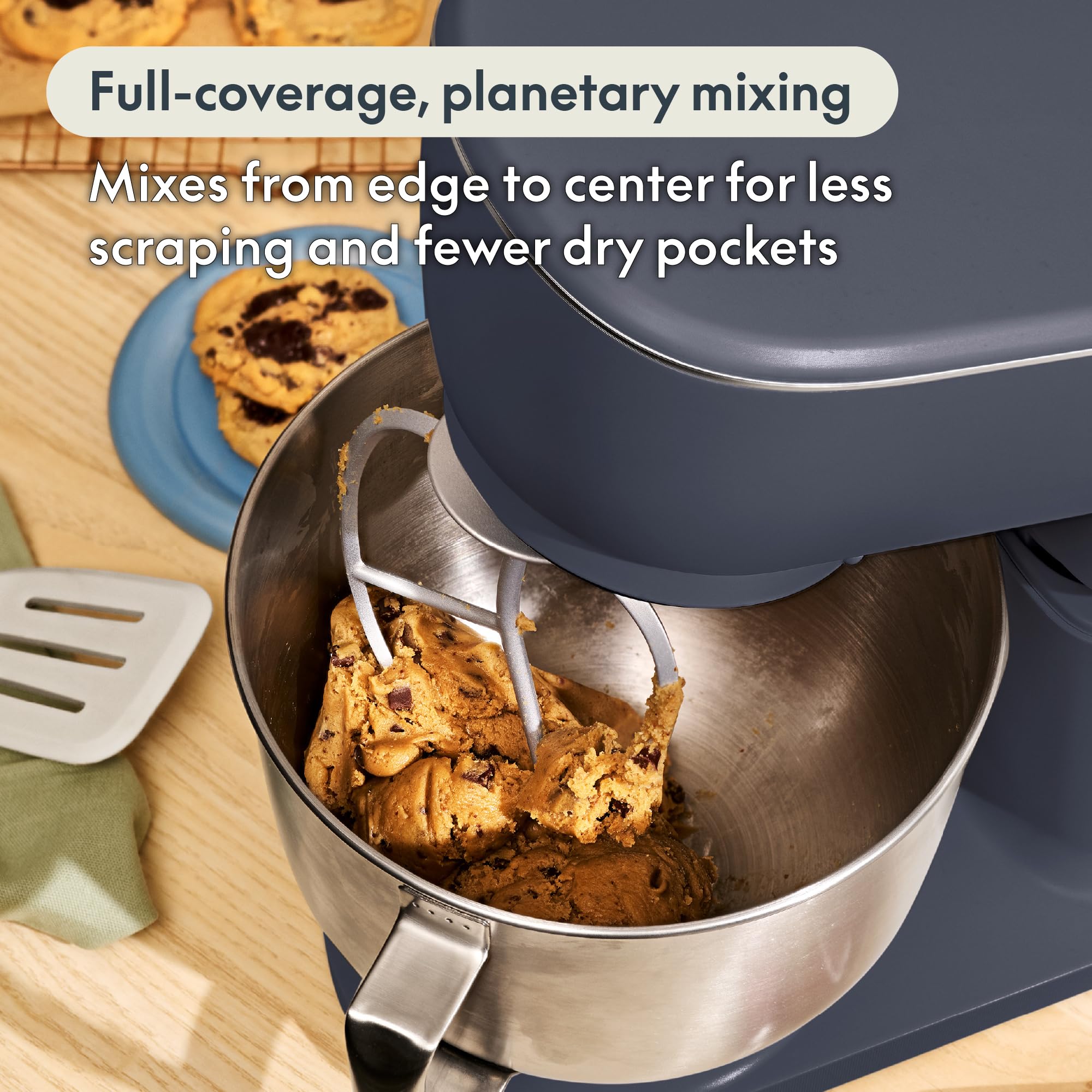 bella STIR 5.3Qt Tilt-Head Stand Mixer, 12-Speed Countertop Mixer, Denim view 5