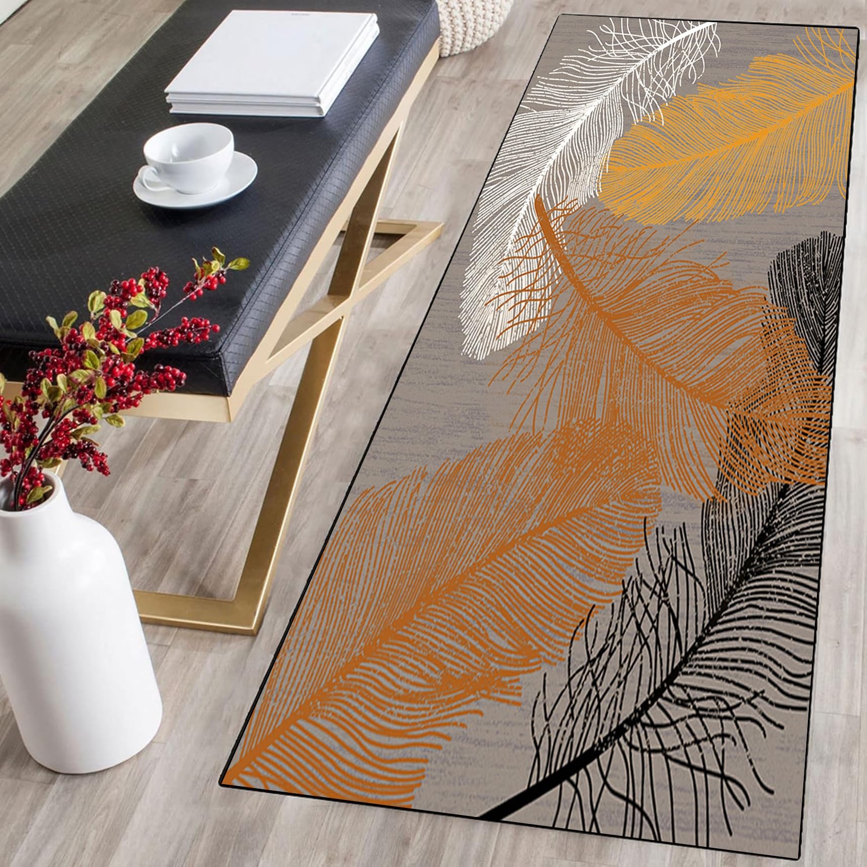 Tapis couloir long moderne vintage 110x150cm aspect vieilli lavable style B
