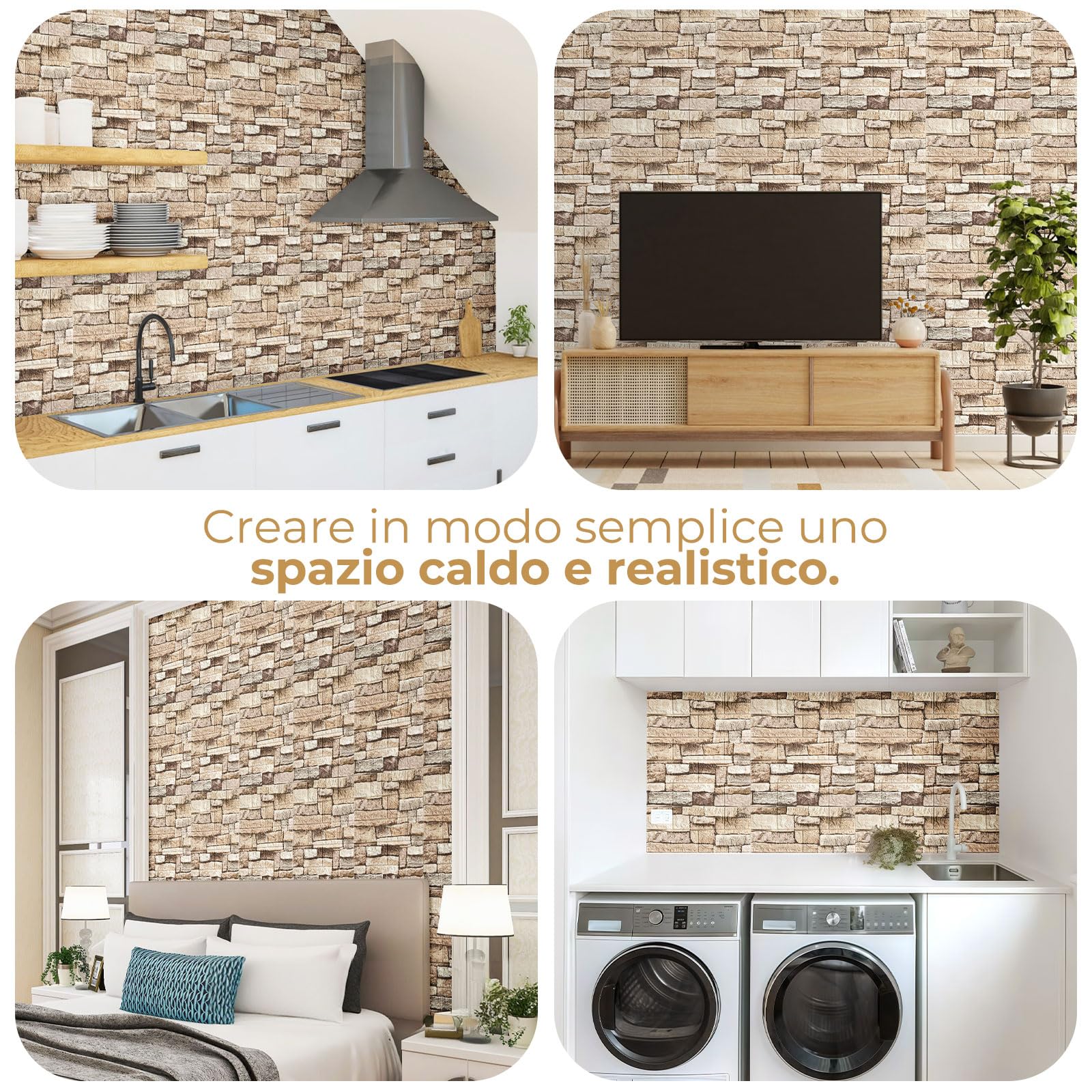 LeapBeast 10PCS 3D Carta da Parati Mattoni,pannelli decorativi 3d per parete,Autoadesiva Wallpaper Brick, Impermeabile Spessore Wallpaper per Cucina Ufficio TV Sfondo (Bianco retrò)