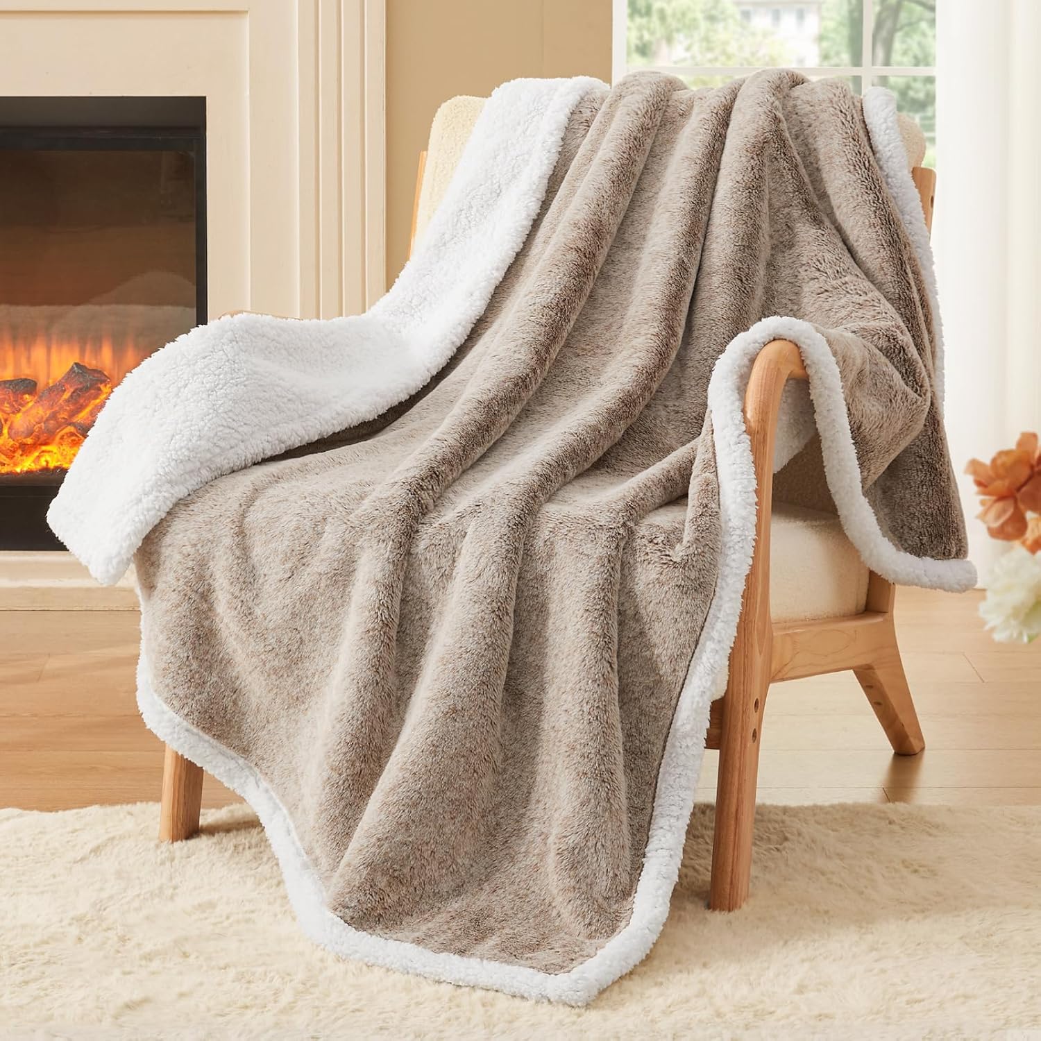 BEDELITE Sherpa Twin Blanket for Couch – Ultra Soft & Cozy Plush Blanket for Sofa, Bed & Room Decor, Thick Fluffy Throw Gifts for Women, Men, Mom, Dad, 60x80 inch, Brown