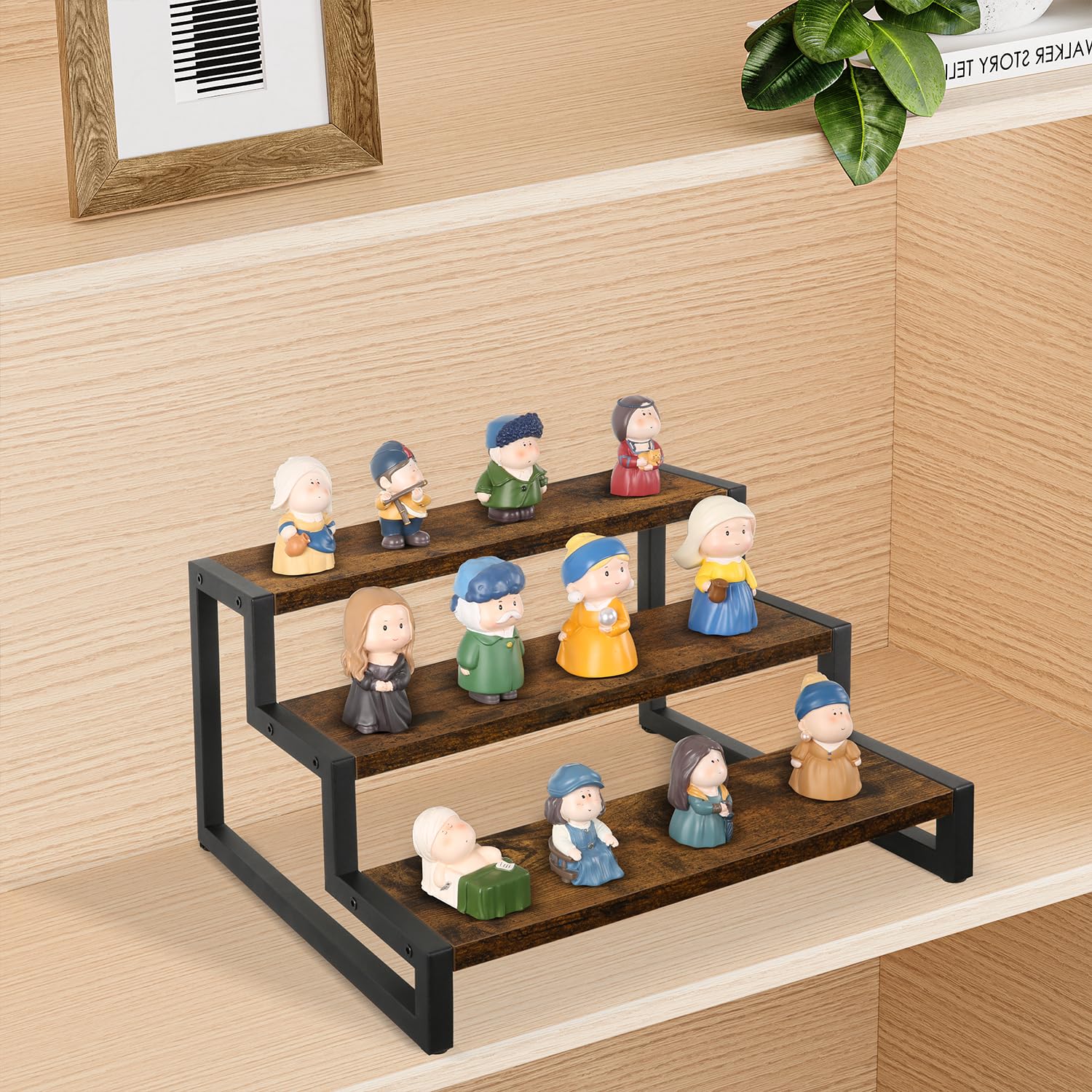 Presentoir En Bois YINMIT Présentoir En Bois à 4 Niveaux Pour Comptoir De Cuisine, étagère Presentoir Bijoux Bois