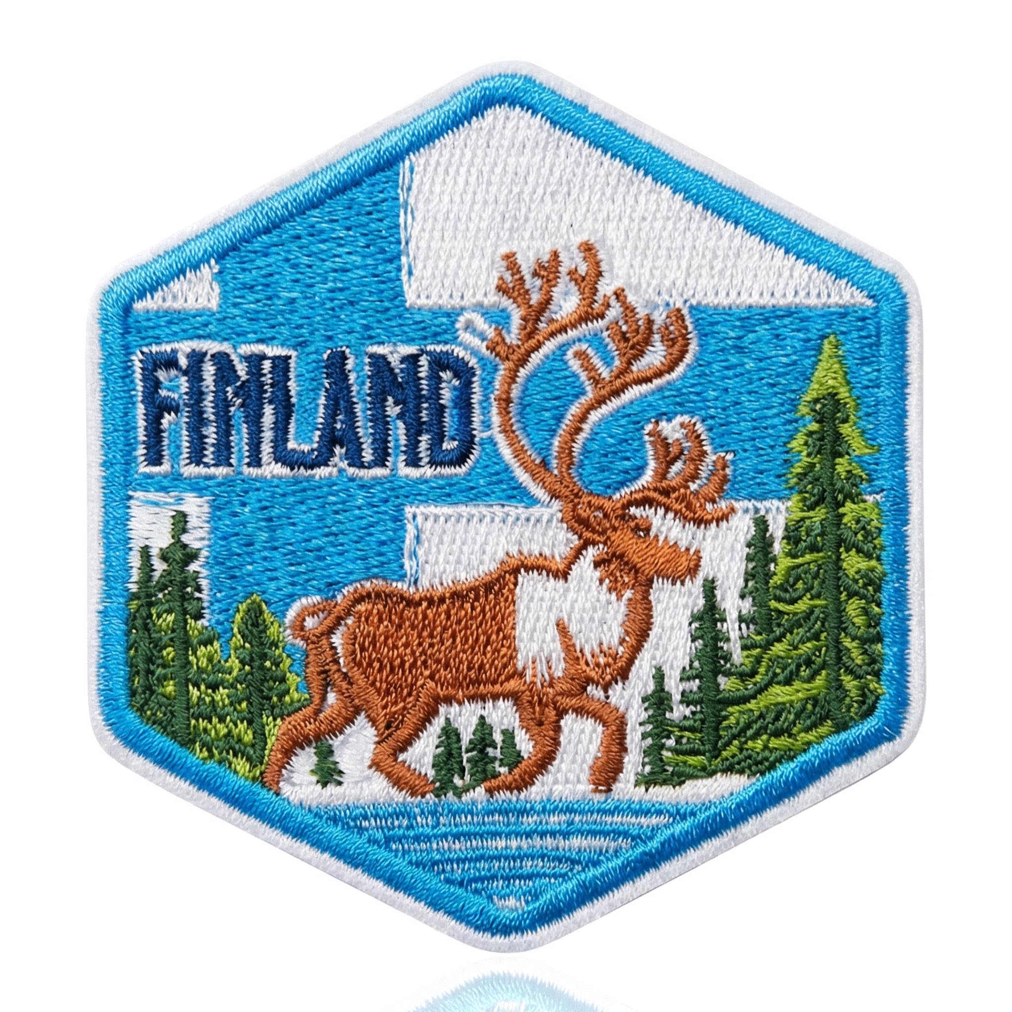 QianSiLi Finland Reindeer Embroidery Patches, 3" Nordic Nature Iron On/Sew On Travel Embroidered Applique Iron On Patches for Clothing Backpacks Hats Jackets Jeans, DIY Gifts for Travel Lovers โ image 1