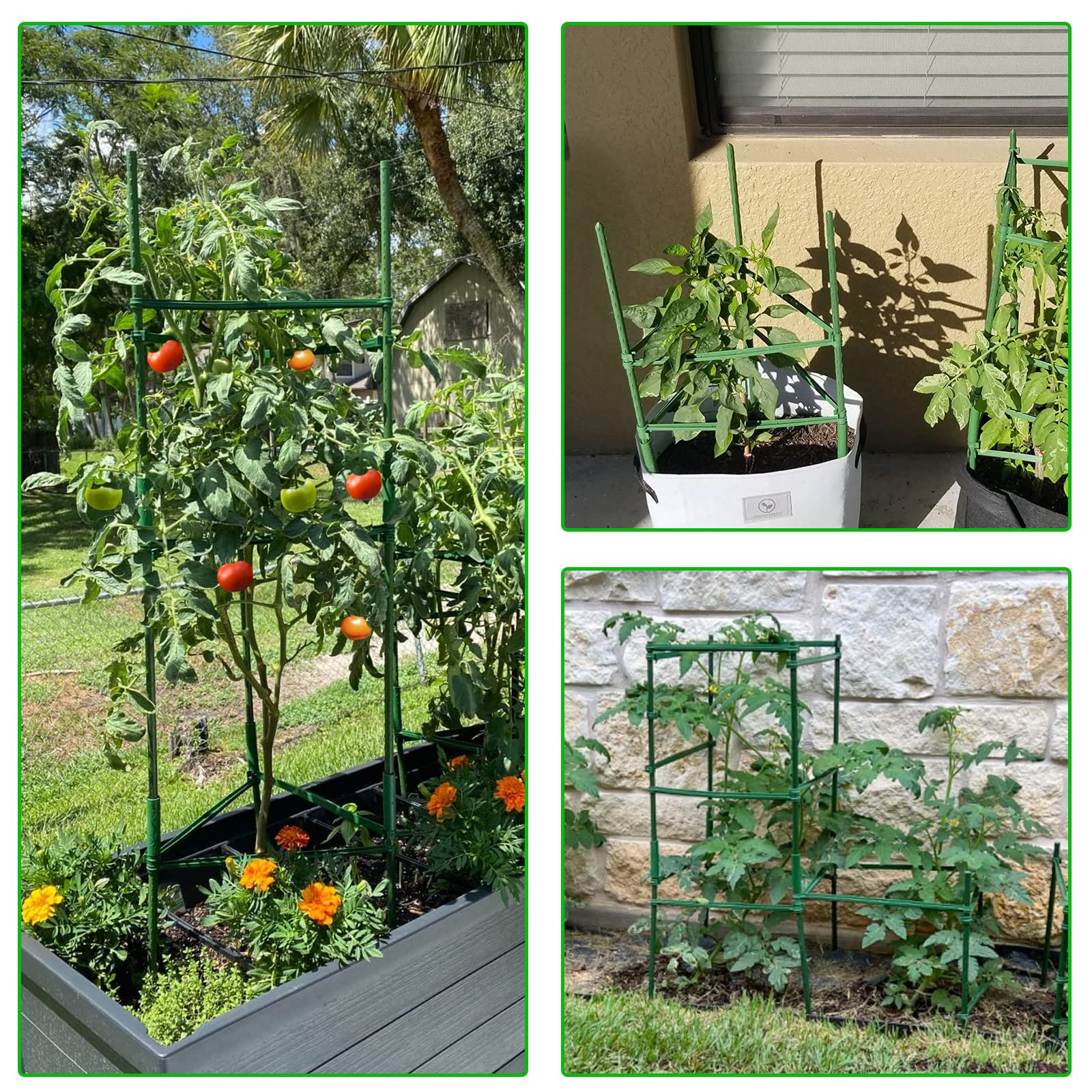 Keeswin 3Pack Tomato Plant Support, Tomato Cages for Garden, Cucumber Trellis Plant Stakes for Outdoor Plants