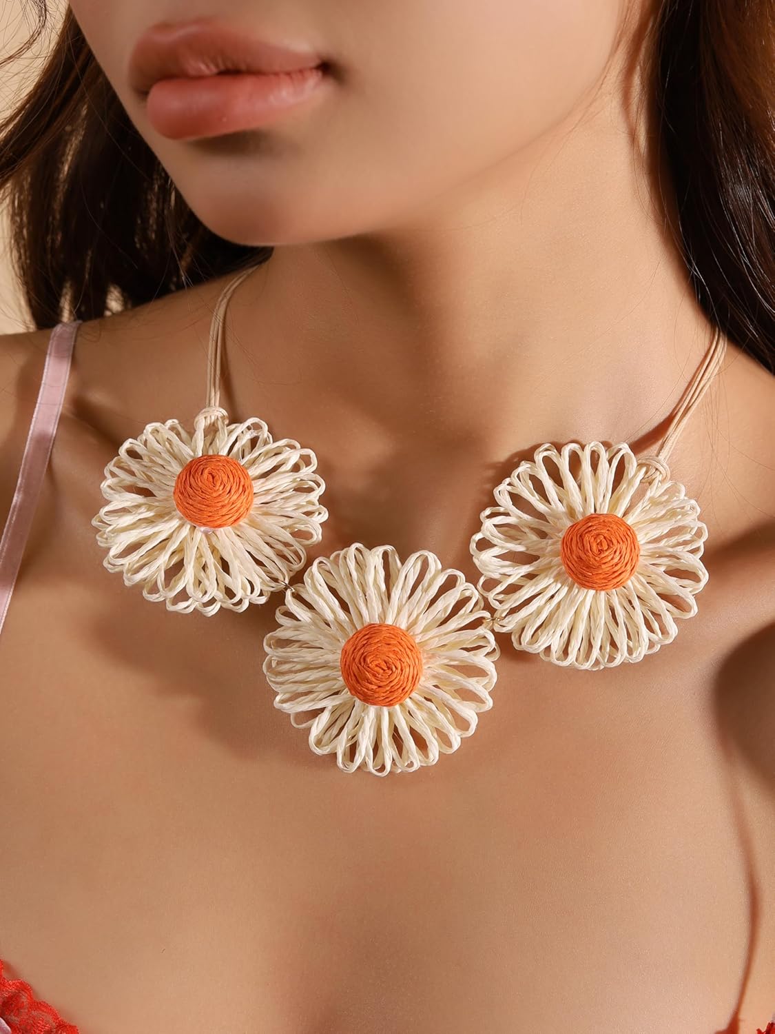 MINACHI Handmade Braided Necklace for Women, Wooden Beads, Rattan Charm, Vintage Style, Gift Jewelry - Image 2