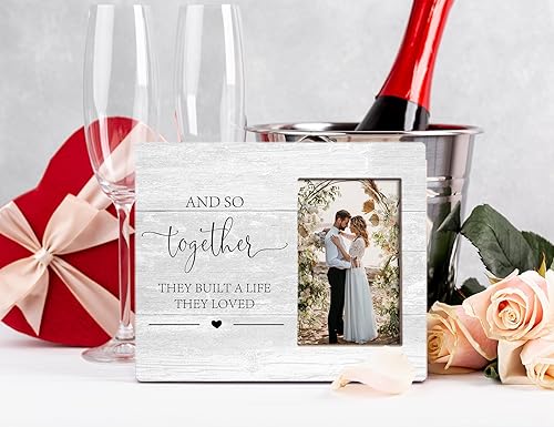 Vista 3 de Orchroma Regalos de boda para parejas, marco de fotos de pareja, marcos de fotos de amor, marco de fotos de compromiso, etc. Juntos construyeron una