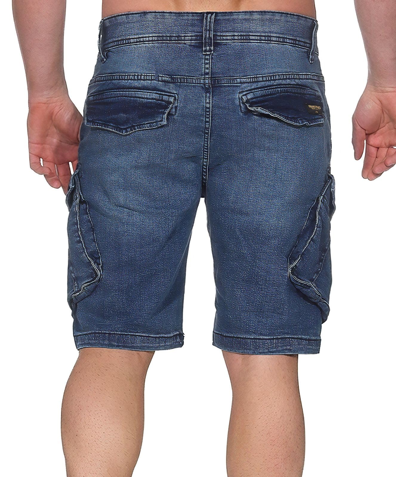 Urban Surface Herren Cargo Jeans Shorts Kurze Denim Hose Bermuda Männer mit Seitentaschen LUS-153