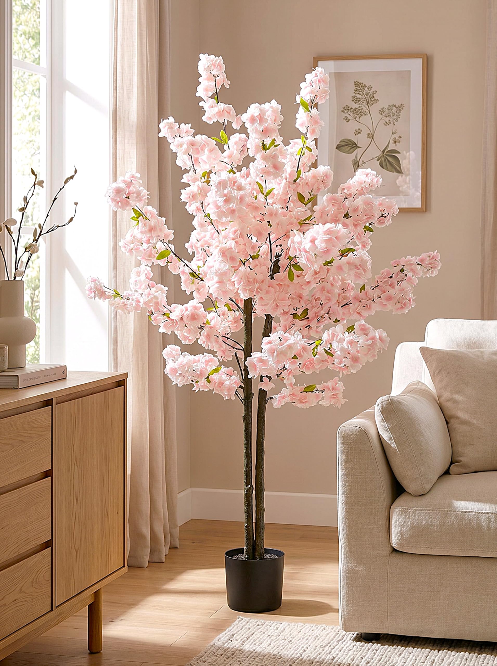 Amazon.de: Kunstpflanze Kirschbltenbaum Kirschbaum knstlich Pflanze  Kunstbaum Kirschblte Zimmerpflanze (Rosa 160 cm)