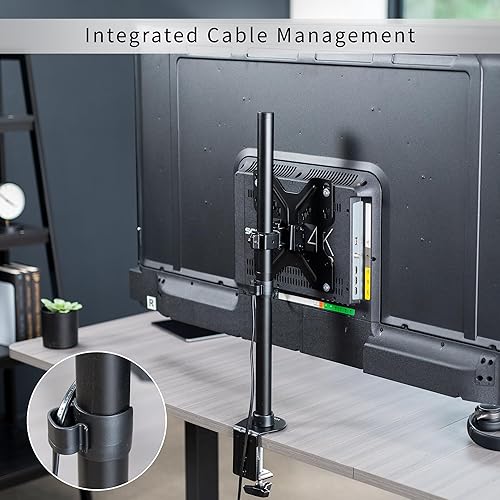 Miniatura 6 de VIVO Soporte de escritorio negro para TV de pantalla ultra ancha para pantallas de hasta 55 pulgadas, soporte de televisión único ajustable en