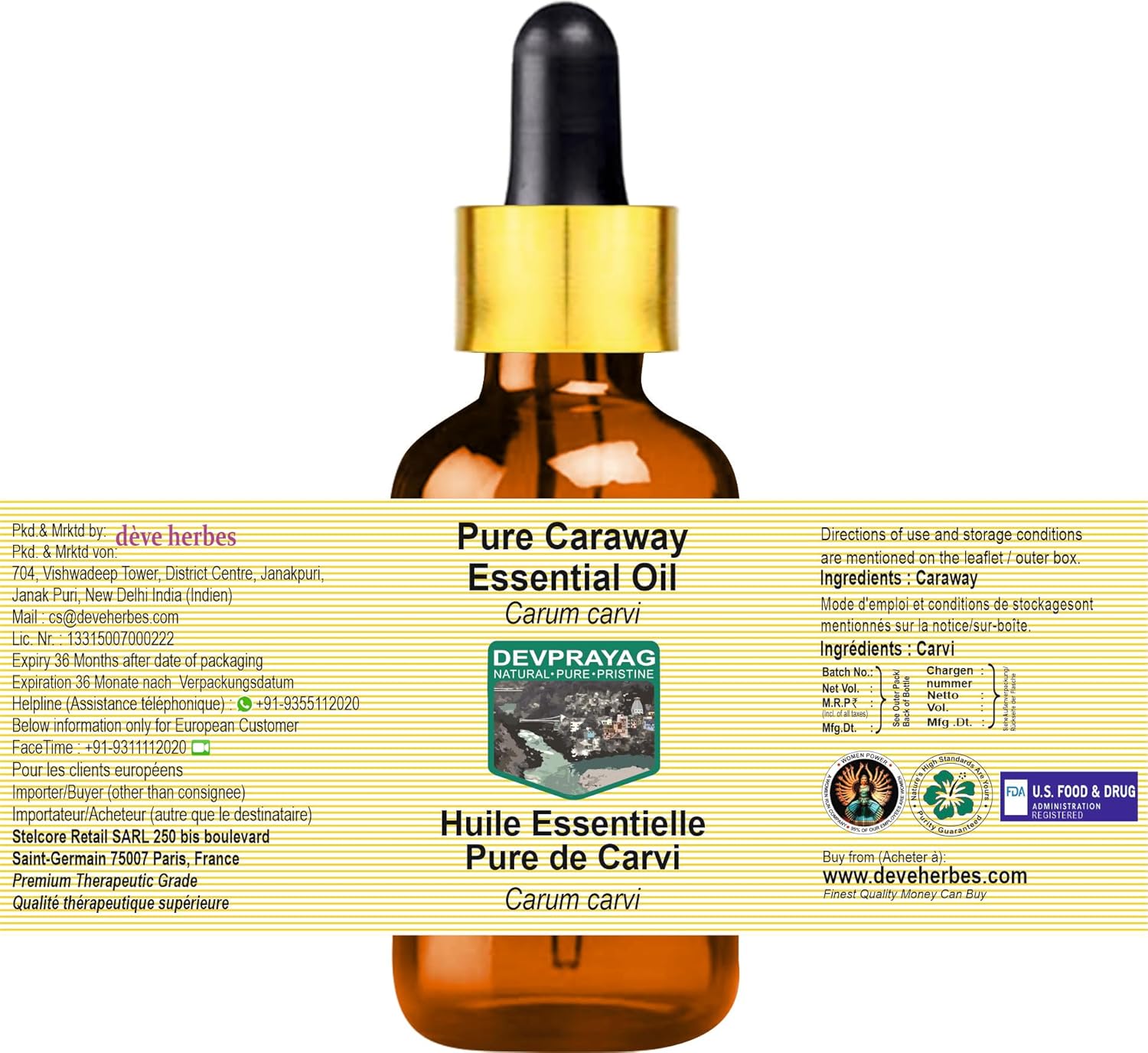 Caraway Essential Oil (Carum carvi) with Glass Dropper | Pure | Non-Sticky | Non-Greasy | Lightweight | Men & Women | All Skin Types | Steam Distilled 10ml (0.33 oz) - Image 3