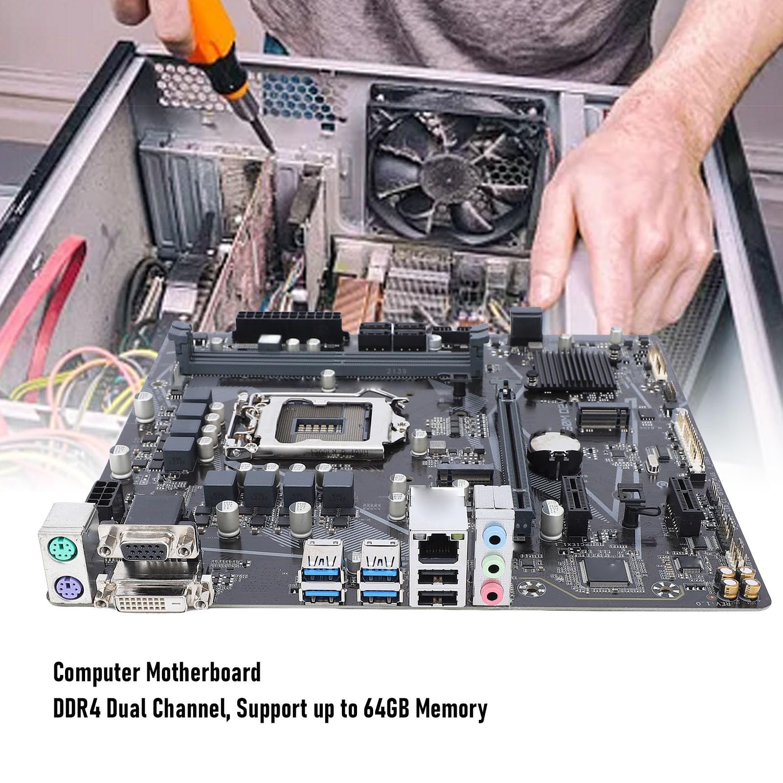 Zunate Placa Base para Computadora B560, Placa Base LGA1200 DDR4 M ATX para Core I9 I7 I5 I3 11.a 10.a Generación, VGA y DVI, Ranuras Duales M.2, PCIe 4.0 X16, USB 3.2 Gen1