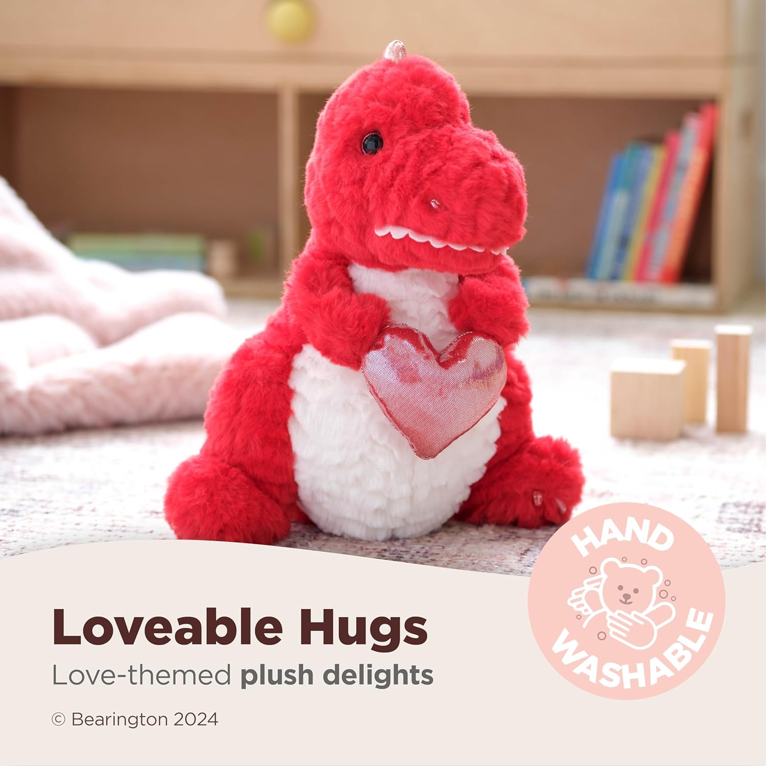Bearington T-Riffic The Love Dinosaur Plush Stuffed Animal 12 in, Ideal Plushies Gift for Kids & Girlfriends
