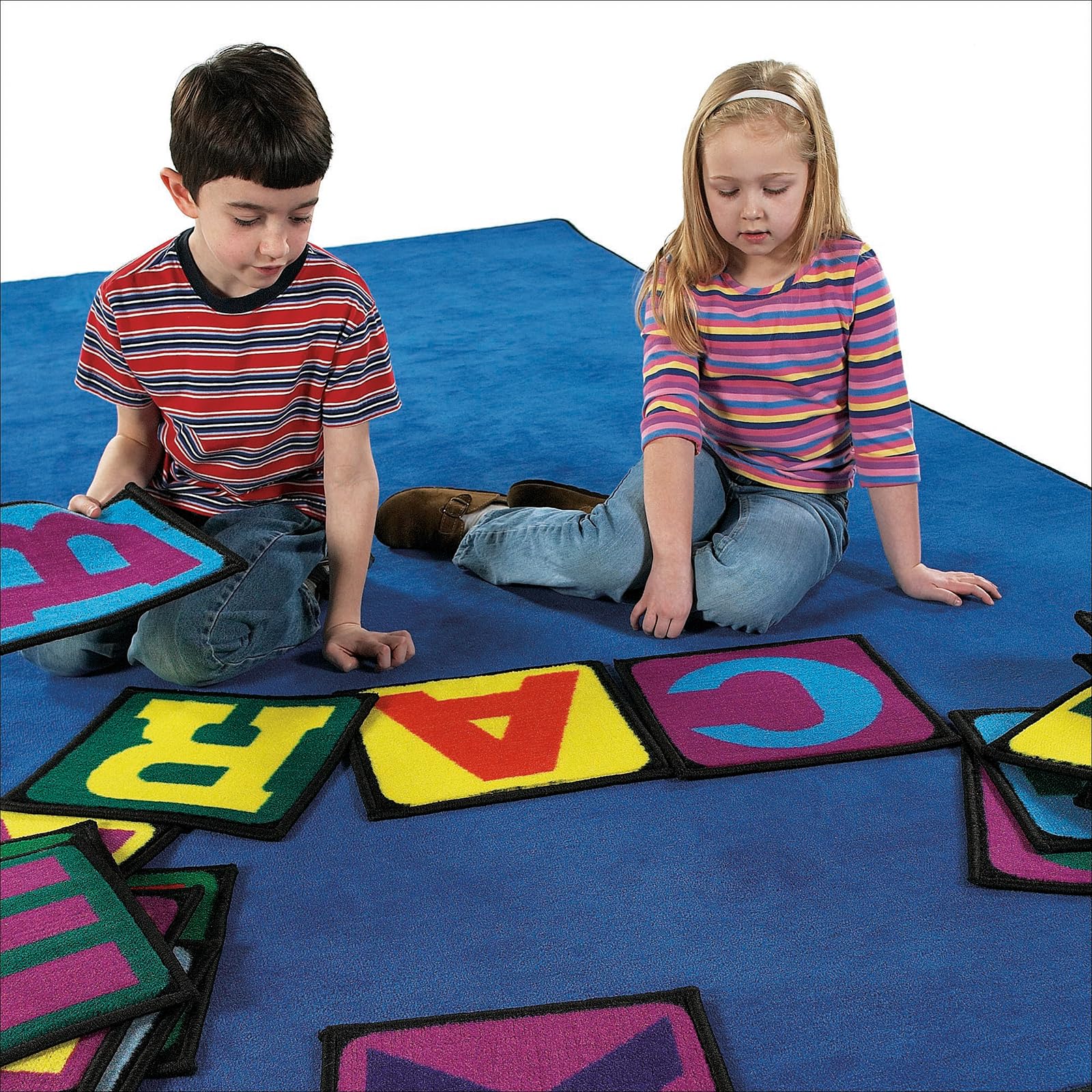 Flagship Carpets Blocchi da costruzione quadrati per bambini per area di apprendimento domestico, aula, camera dei bambini o tappeto per sala giochi, (set di 26), 30,5 x 30,5 cm