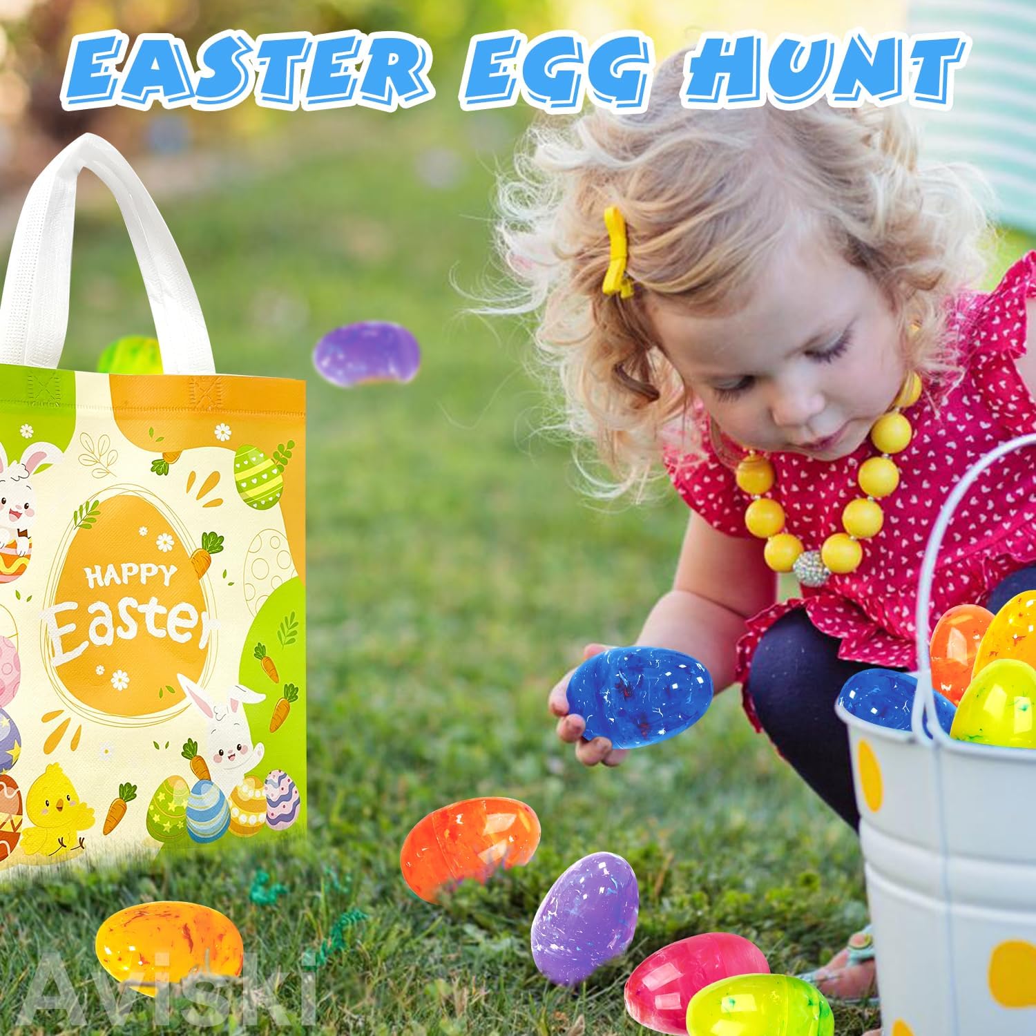 96Pcs 3.15'' Large Iridescent Marble-like Plastic Easter Eggs for Kids Egg Hunt Basket Bag Empty Stuffers Fillers with 2pcs Cute Non Woven Bags, Toys Filling Treats & Easter Theme Party Supplies Favor
